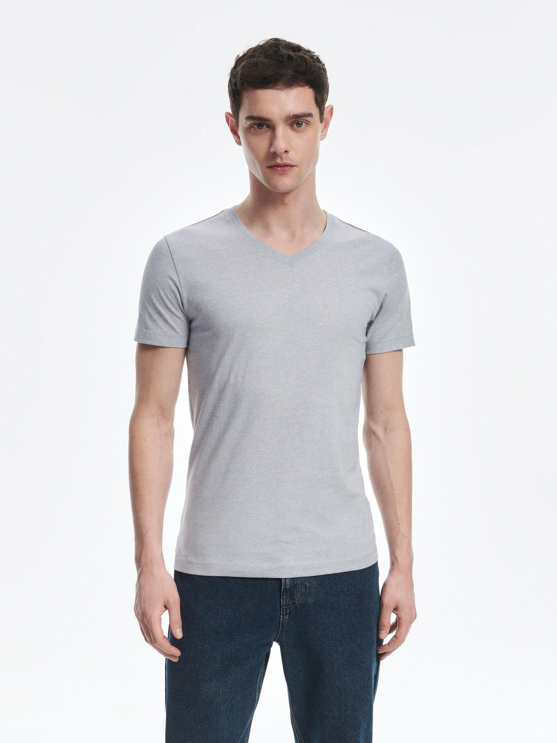 Blue Slim Fit V-Neck T-Shirt, , large image number 2