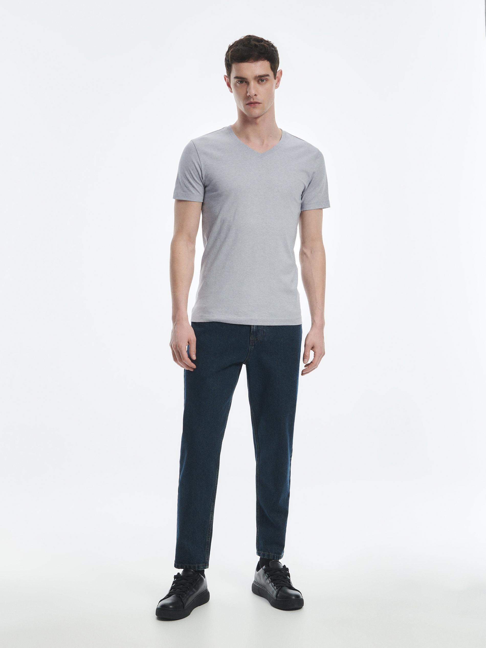 Blue Slim Fit V-Neck T-Shirt, , large image number 3
