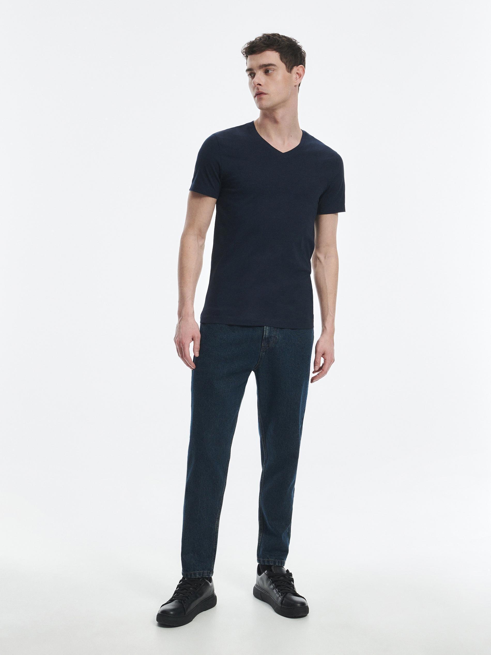 Navy Slim V-Neck T-Shirt, , large image number 0