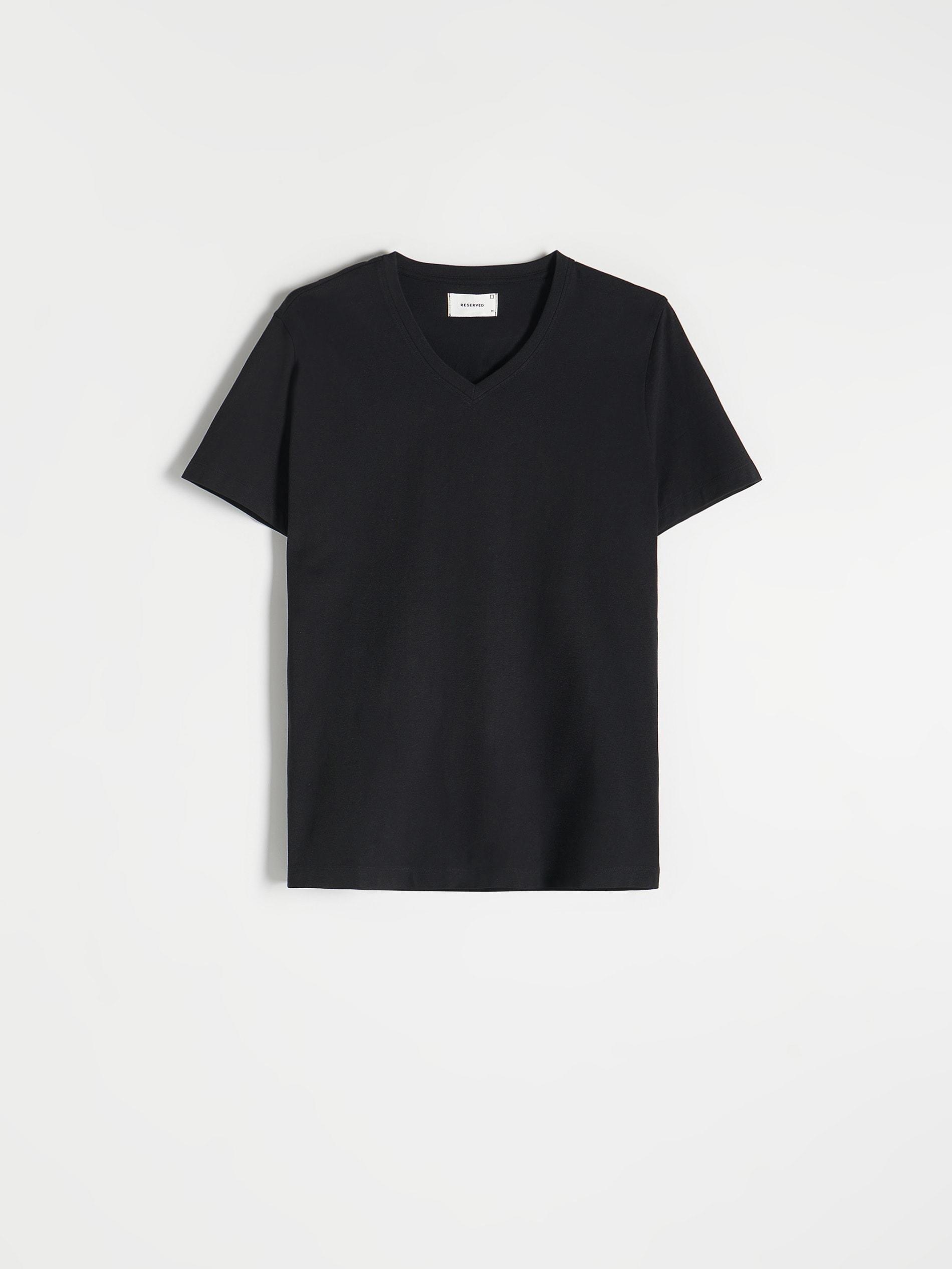 Black Slim Fit V-Neck T-Shirt, , large image number 0