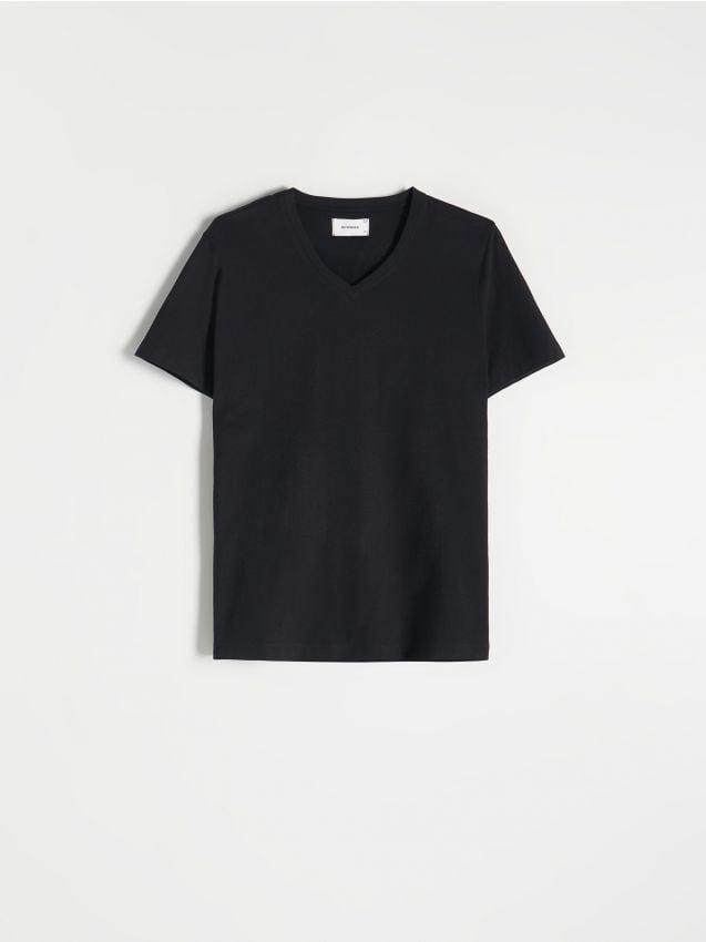 Black Slim Fit V-Neck T-Shirt, , large image number 2