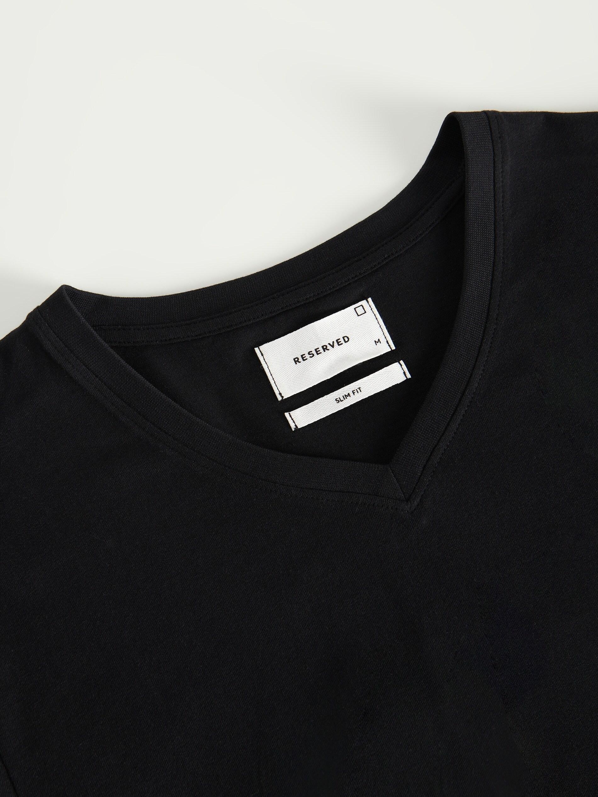 Black Slim Fit V-Neck T-Shirt, , large image number 3