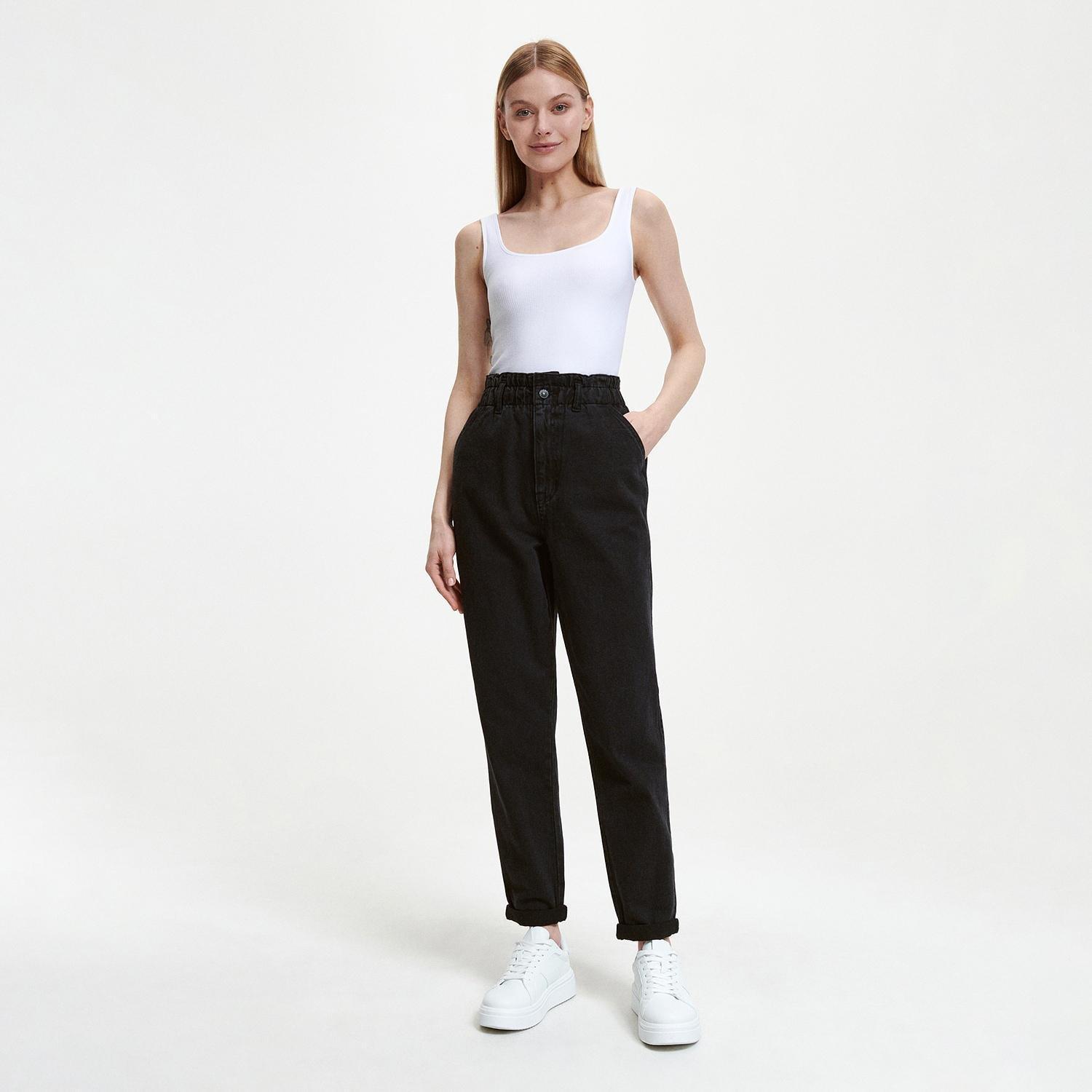 Black Paperbag Jeans, , large image number 1