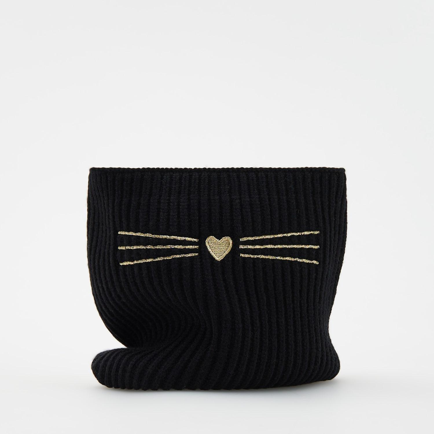 Reserved - Black Snood With Embroidery Details