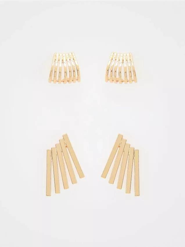 Golden Set Of 2 Pairs Of Earrings, Golden, large image number 0