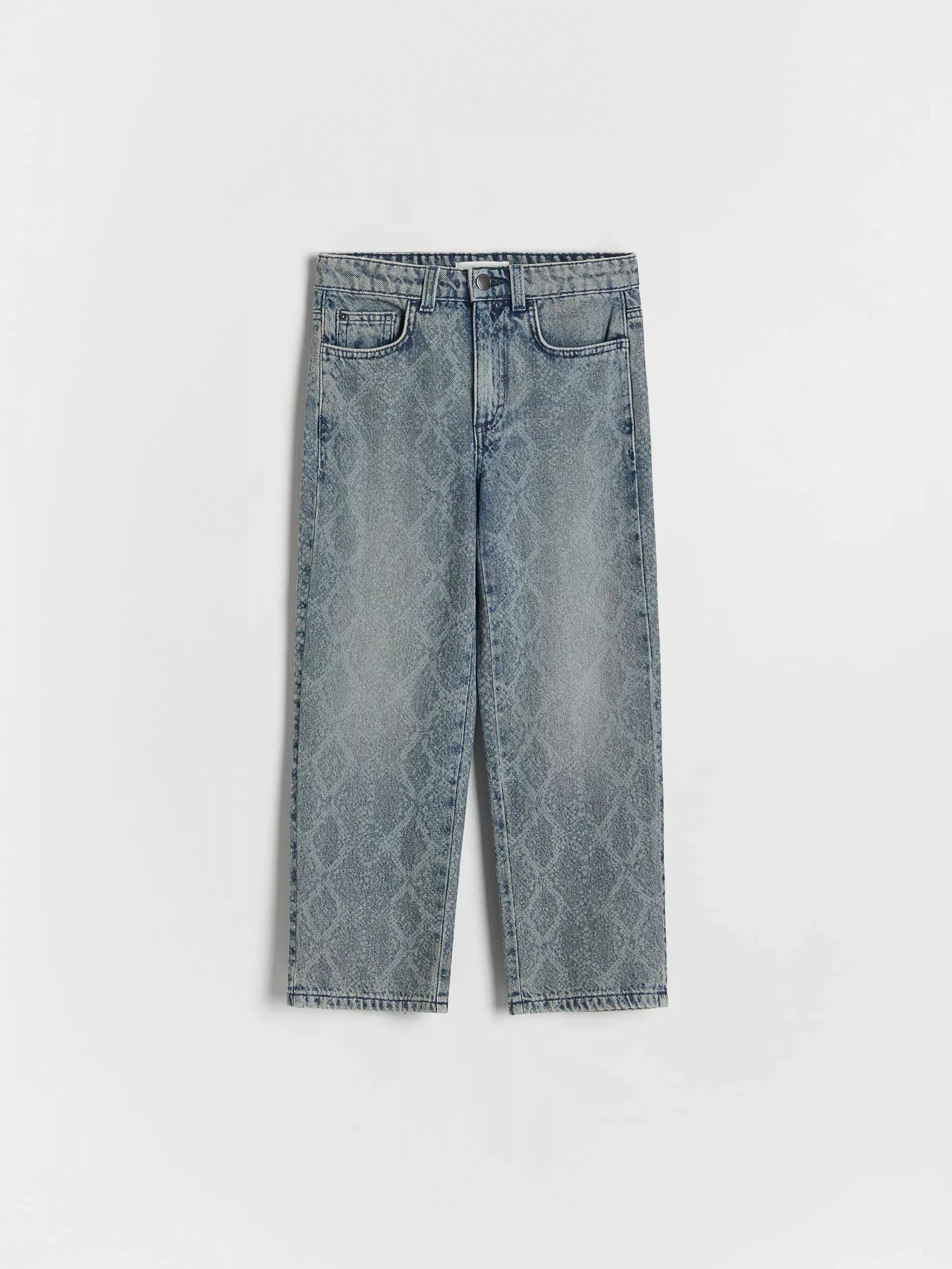 Grey Straight-Fit Jeans With Animal Print, , large image number 2