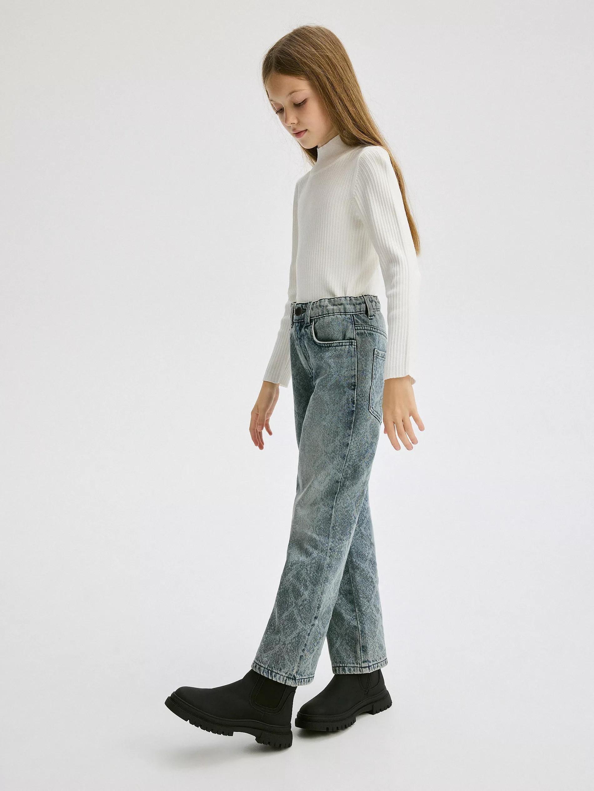 Grey Straight-Fit Jeans With Animal Print, , large image number 3