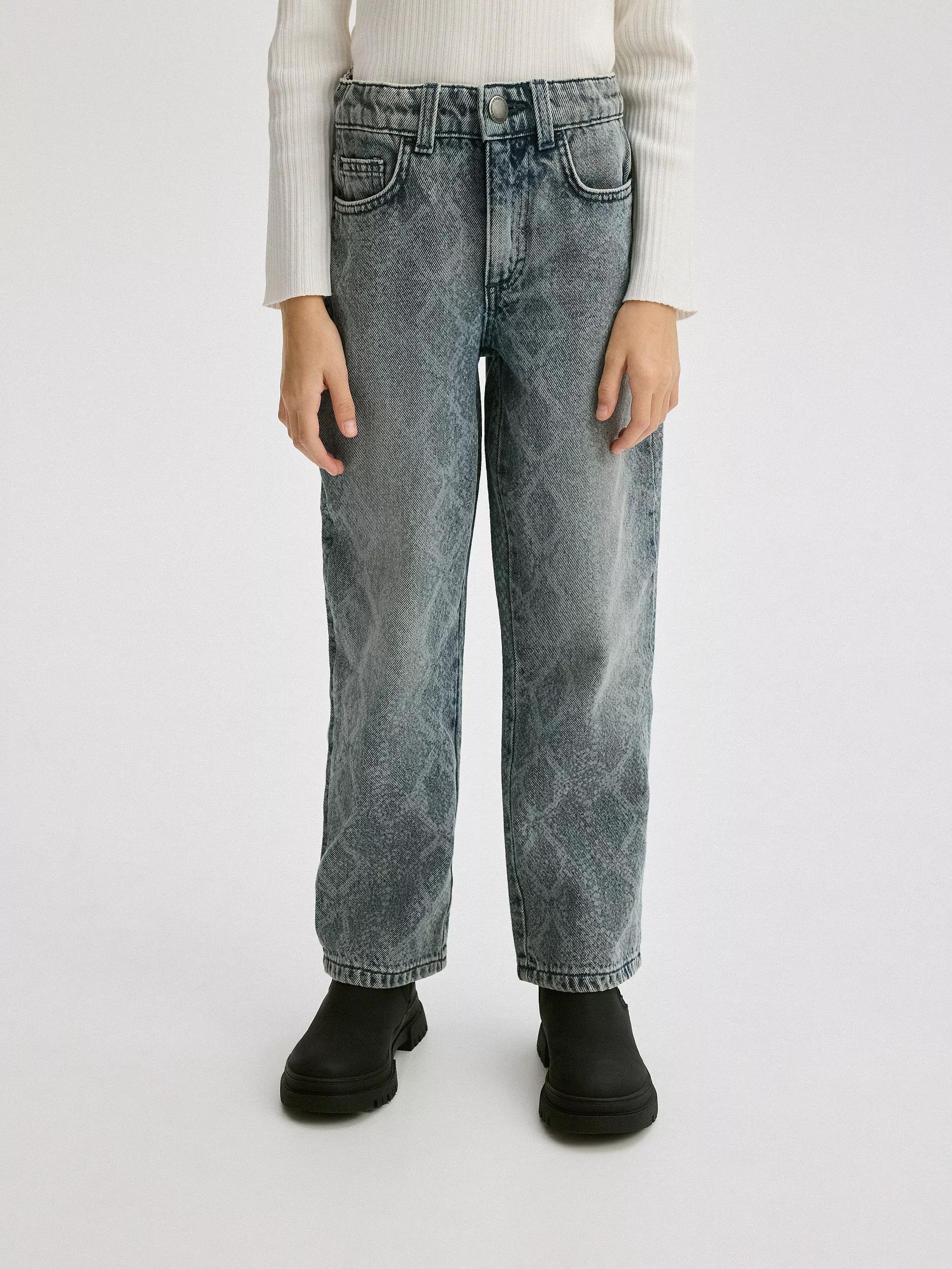 Grey Straight-Fit Jeans With Animal Print, , large image number 6