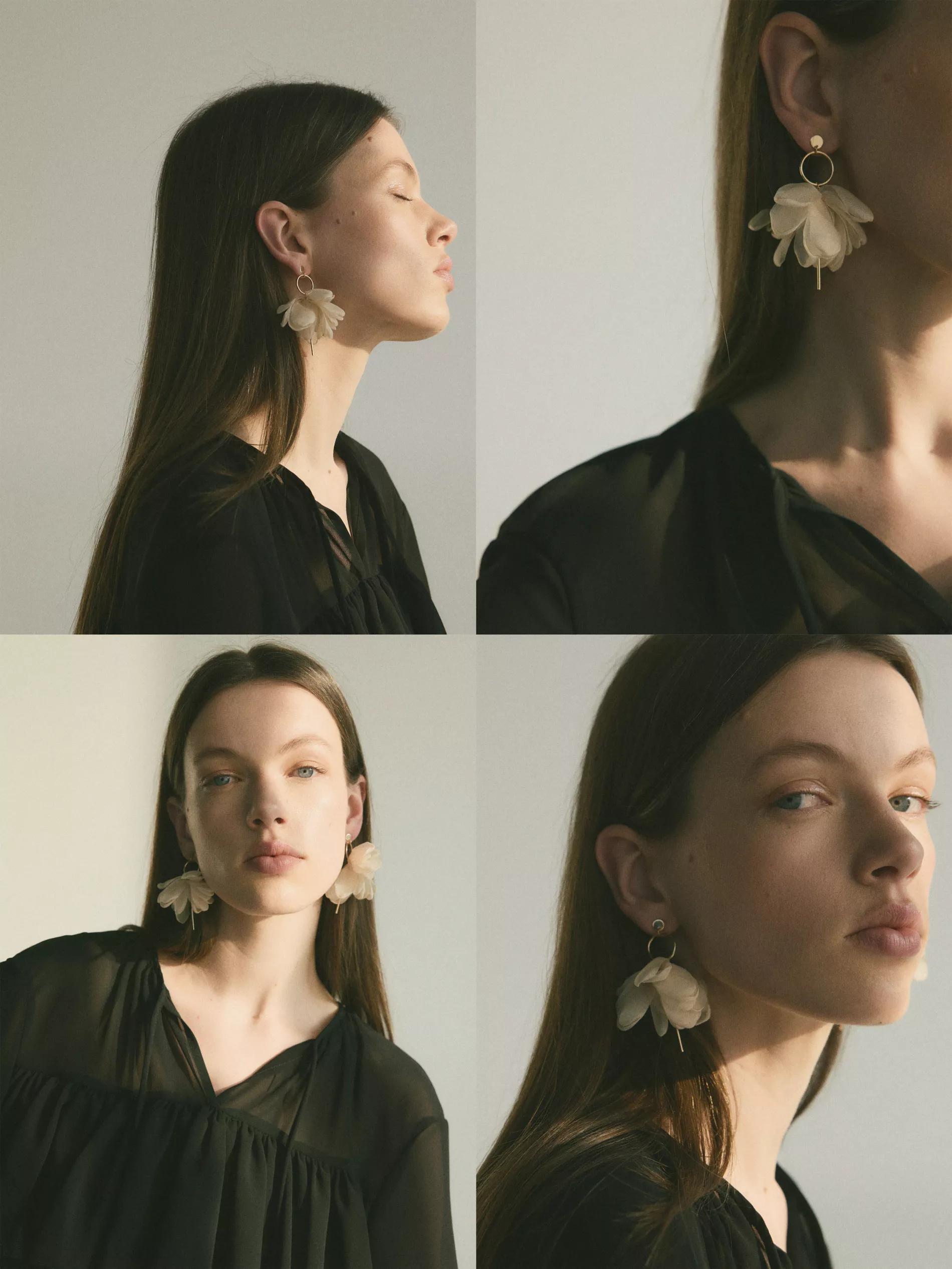 Cream Chandelier Earrings, Ivory, large image number 2