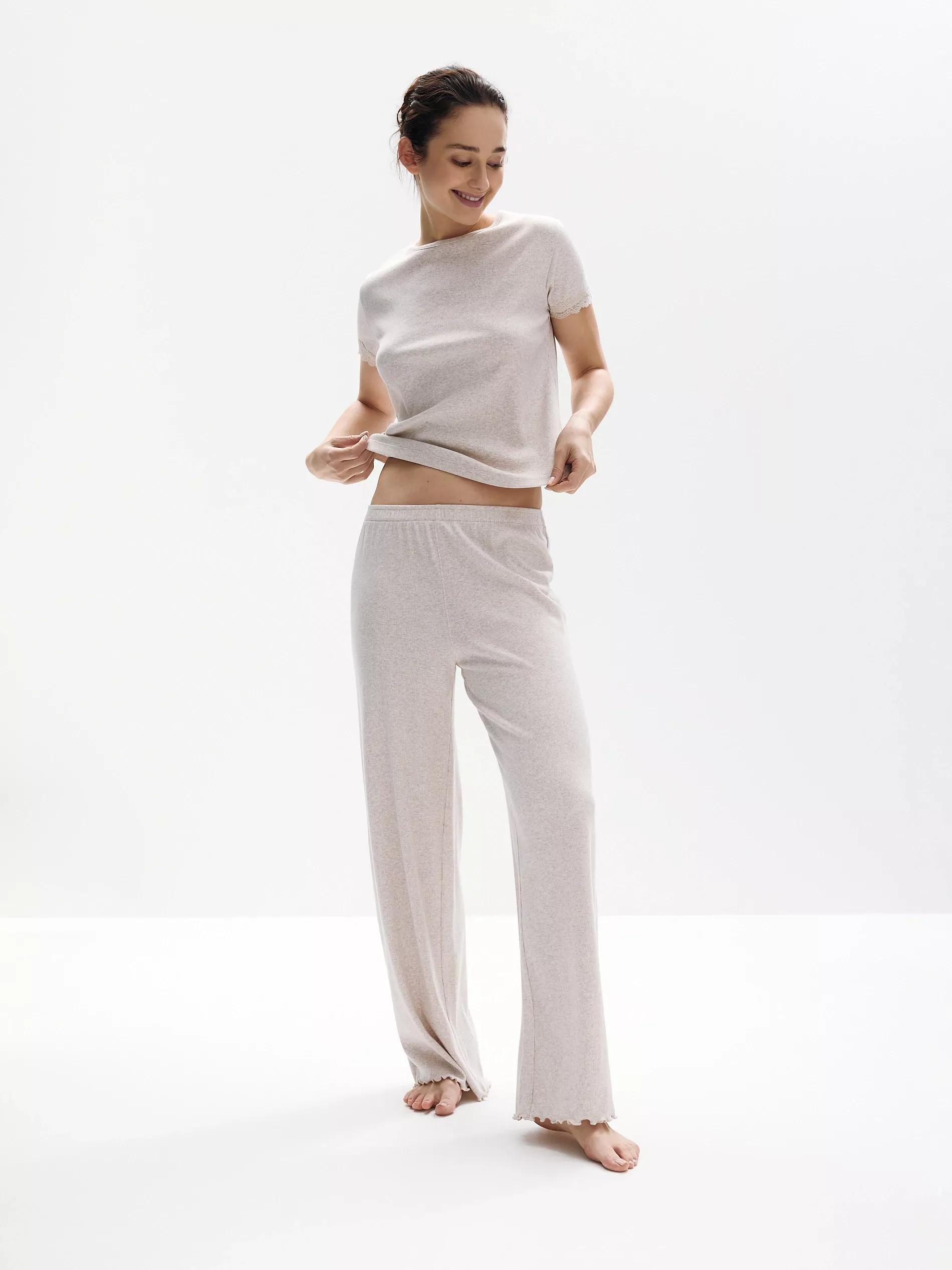Beige Two Piece Pyjama Set, , large image number 0