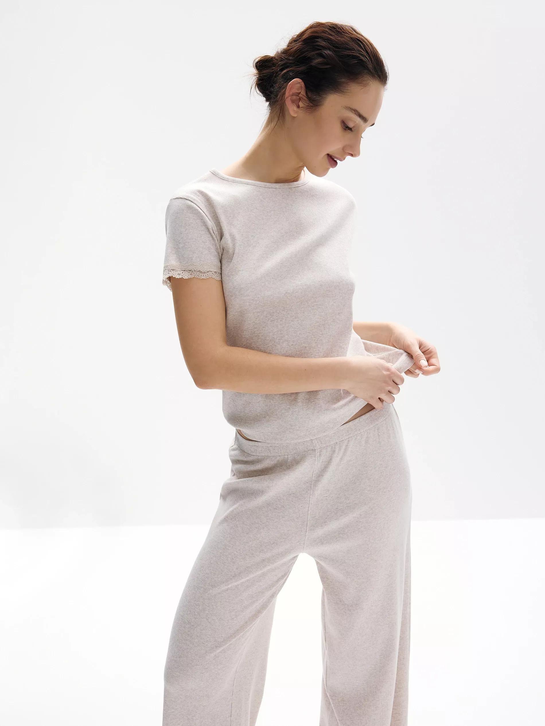 Beige Two Piece Pyjama Set, , large image number 1