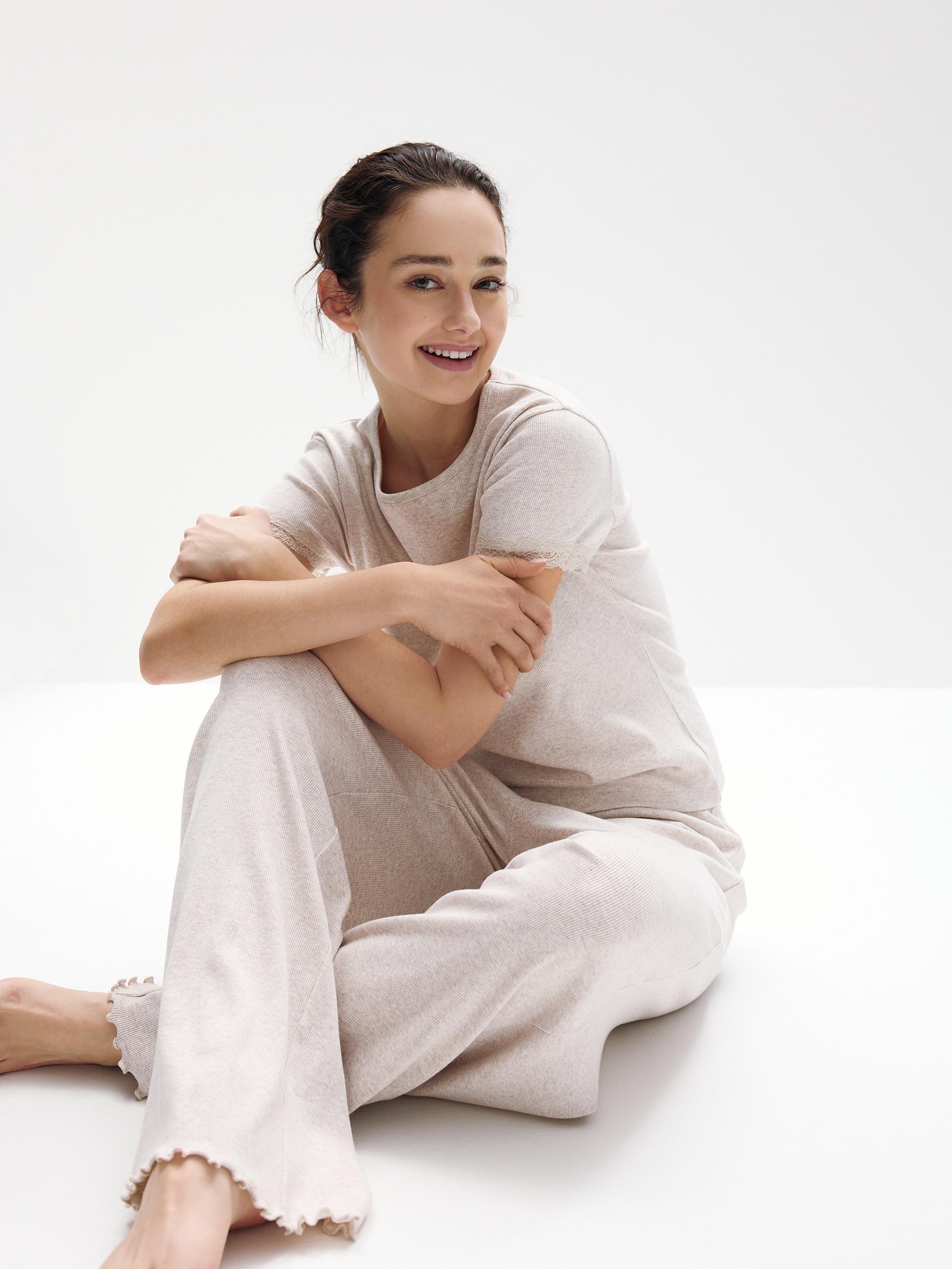 Beige Two Piece Pyjama Set, , large image number 2