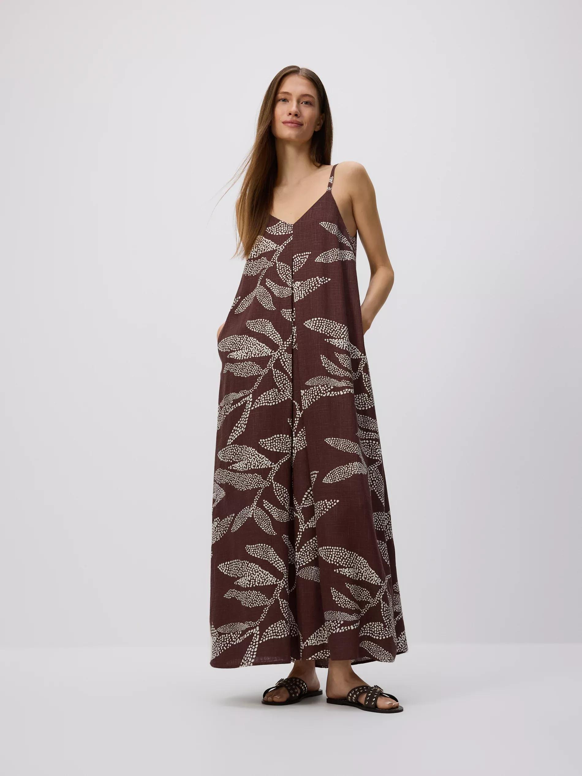 BROWN Patterned dress, Brown, medium
