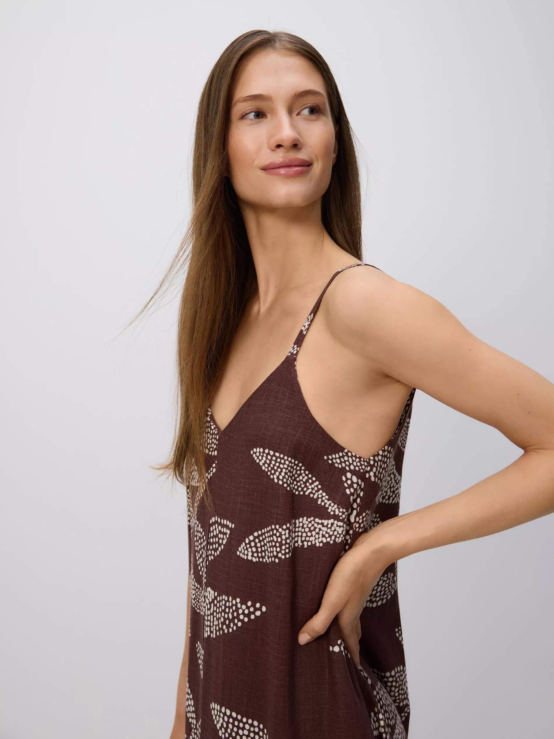 BROWN Patterned dress, Brown, medium