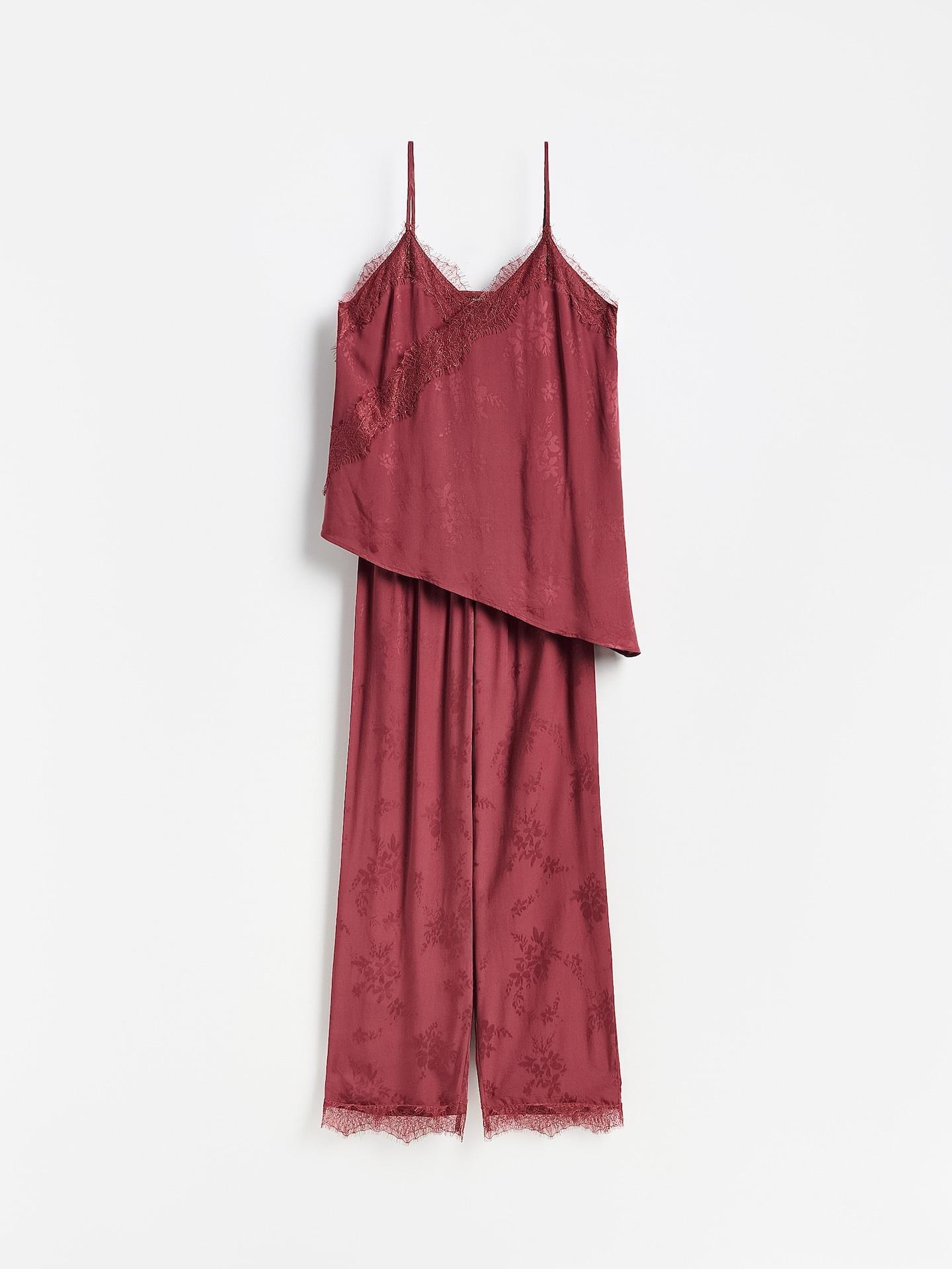 Red Two Piece Viscose Pyjama Set, Burgundy, large image number 3