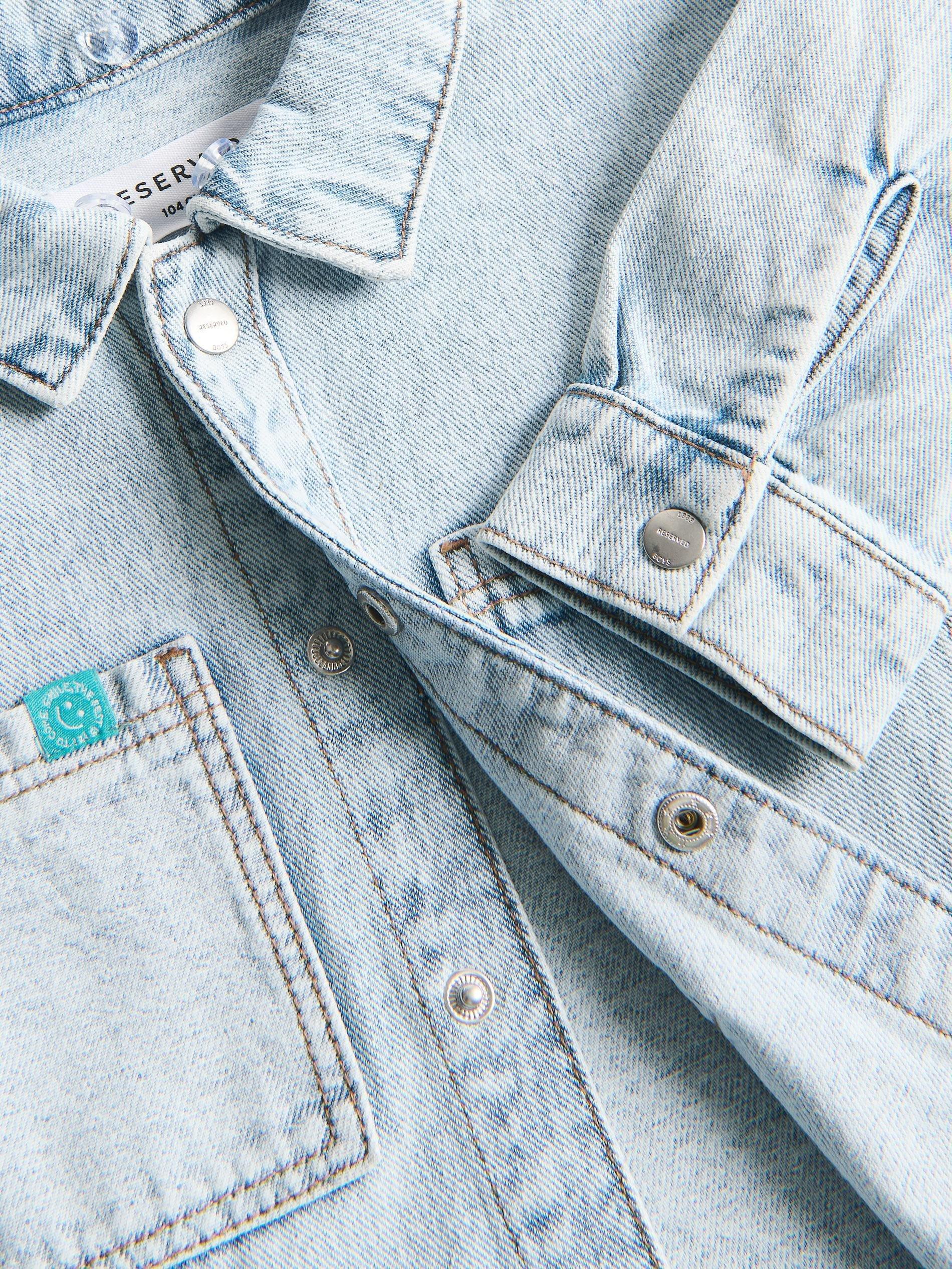 Blue Hooded Denim Shirt, Blue, medium