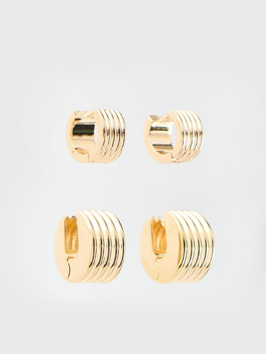 Gold Round Earrings 2 Pack, Golden, large image number 0