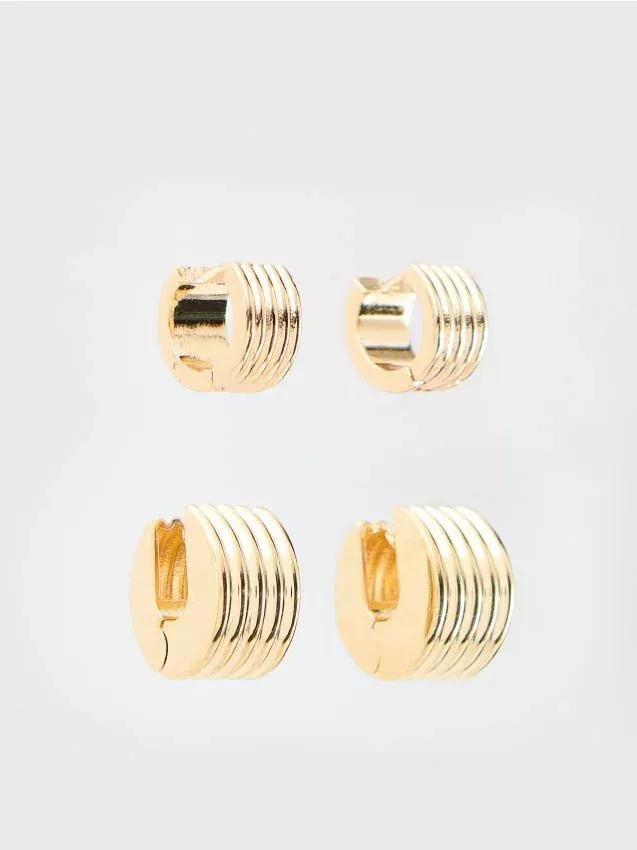 Gold Round Earrings 2 Pack, Golden, large image number 1