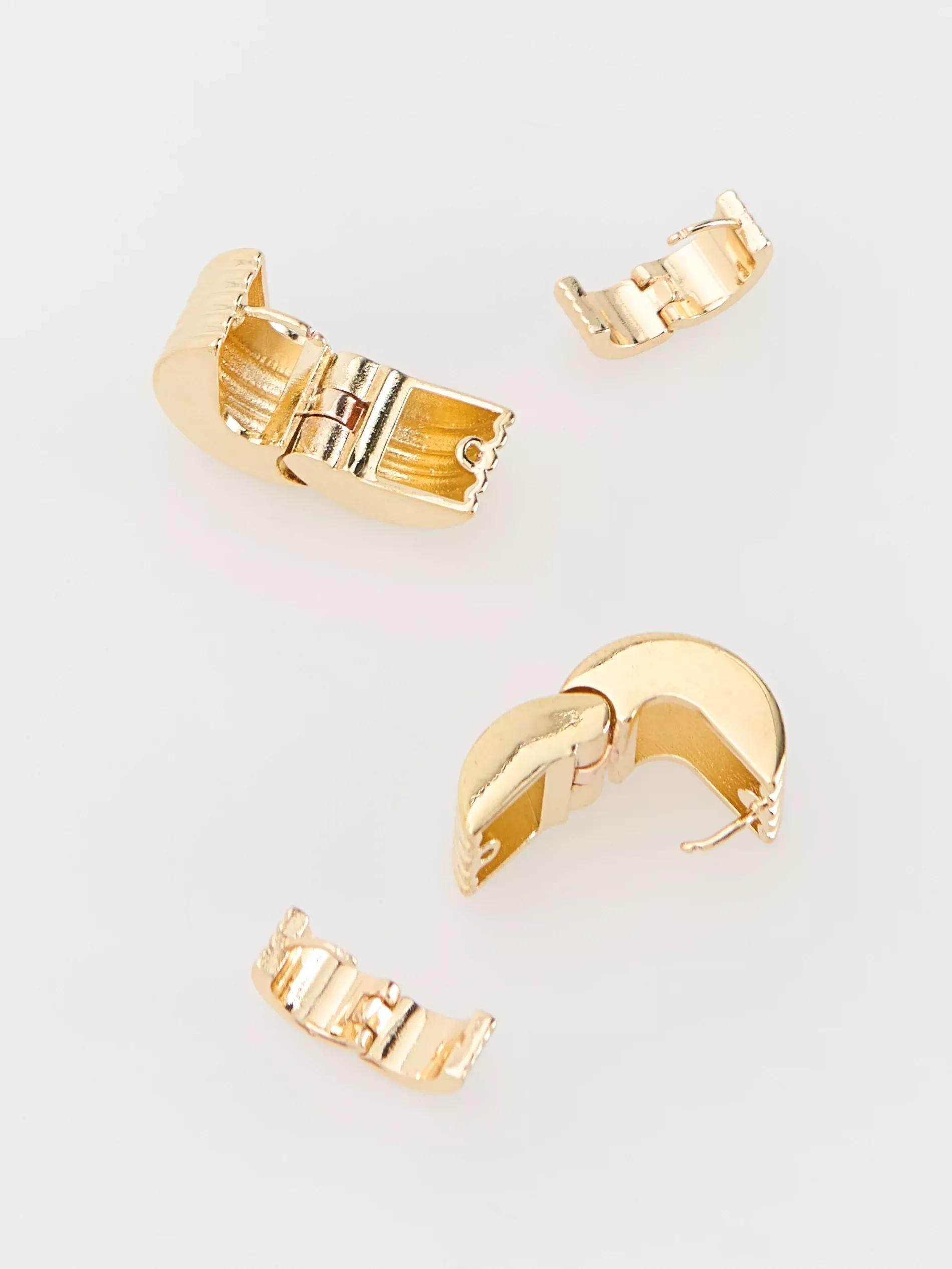 Gold Round Earrings 2 Pack, Golden, large image number 4