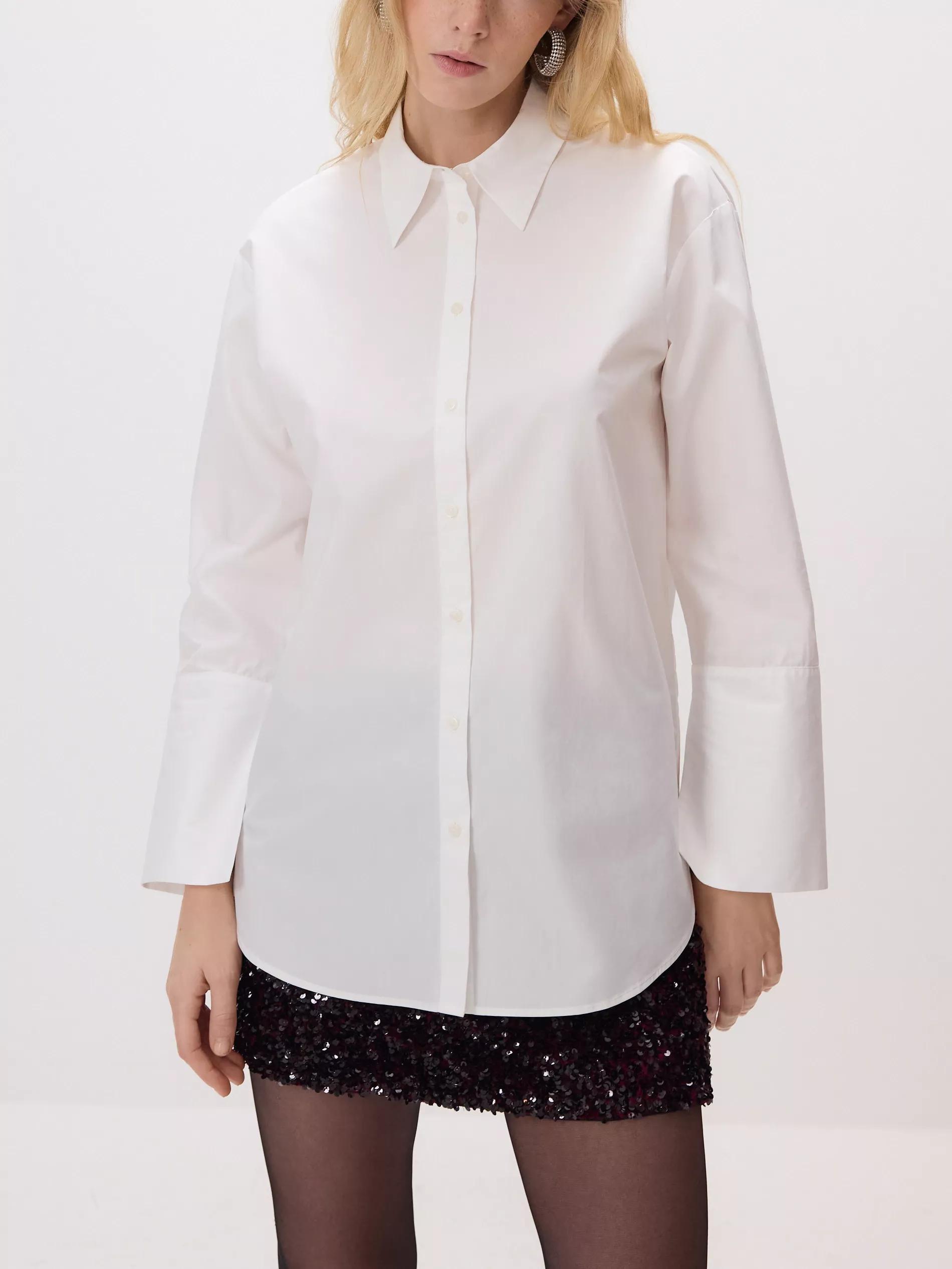 White Cotton Shirt, White, large image number 1