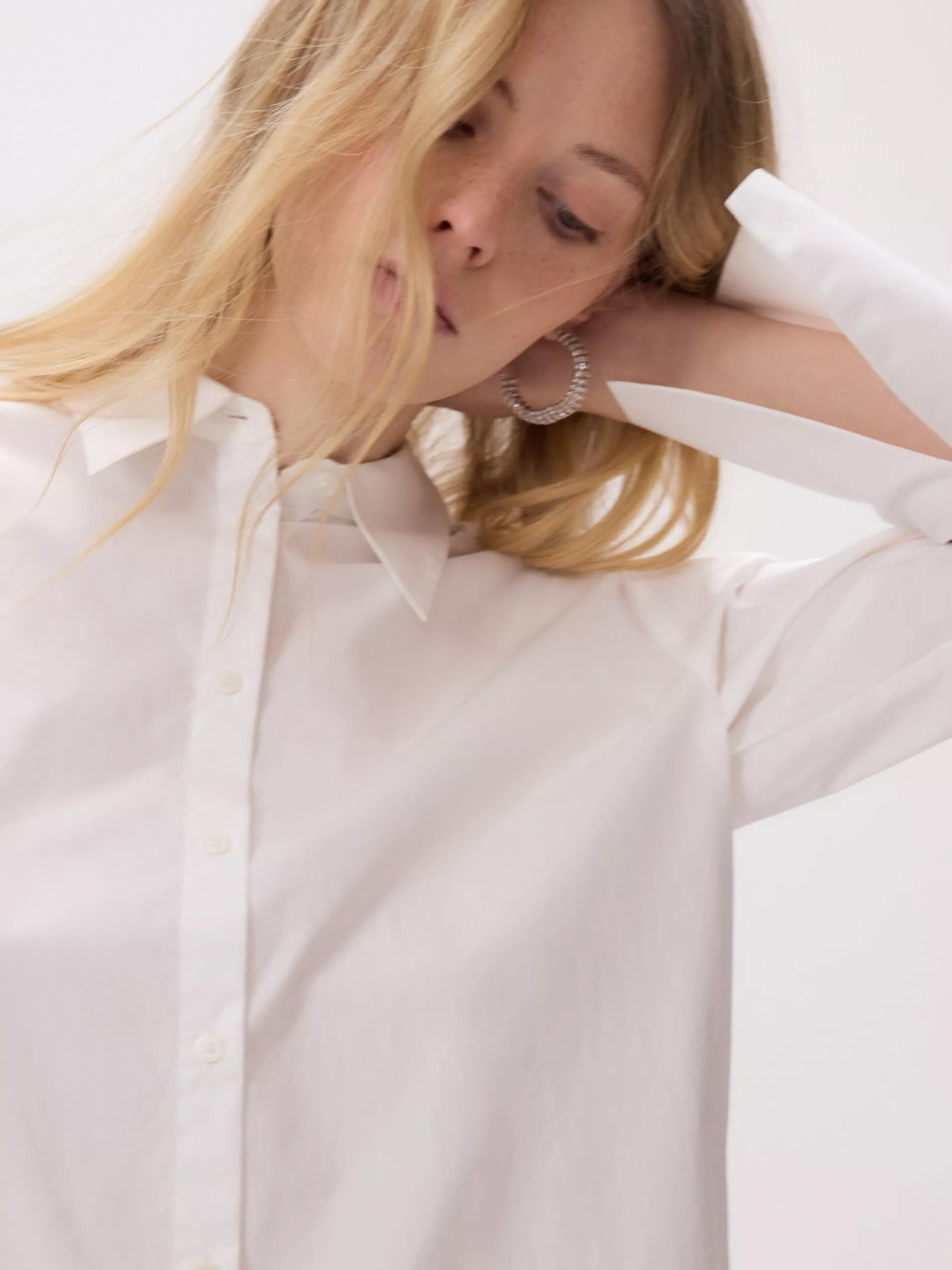 White Cotton Shirt, White, large image number 3