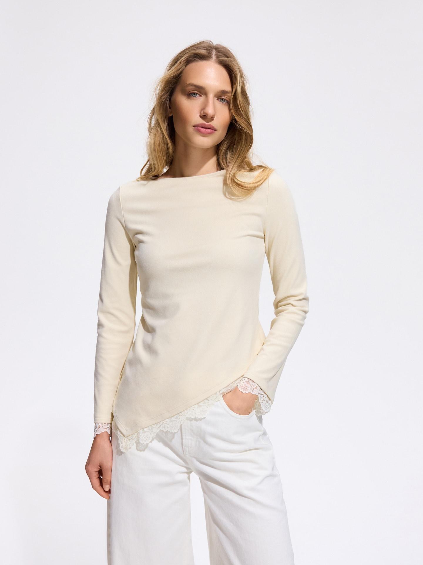 Cream Long Sleeve T-Shirt, Ivory, large image number 0