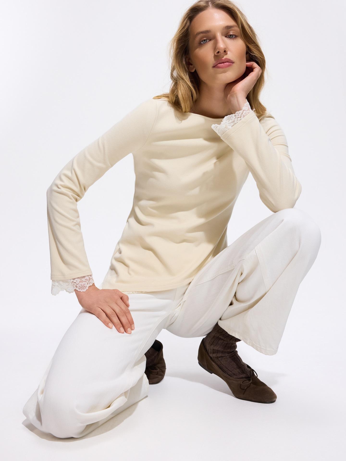 Cream Long Sleeve T-Shirt, Ivory, medium