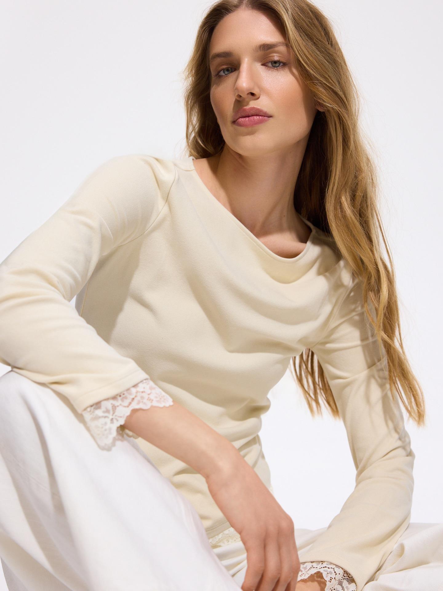 Cream Long Sleeve T-Shirt, Ivory, large image number 2