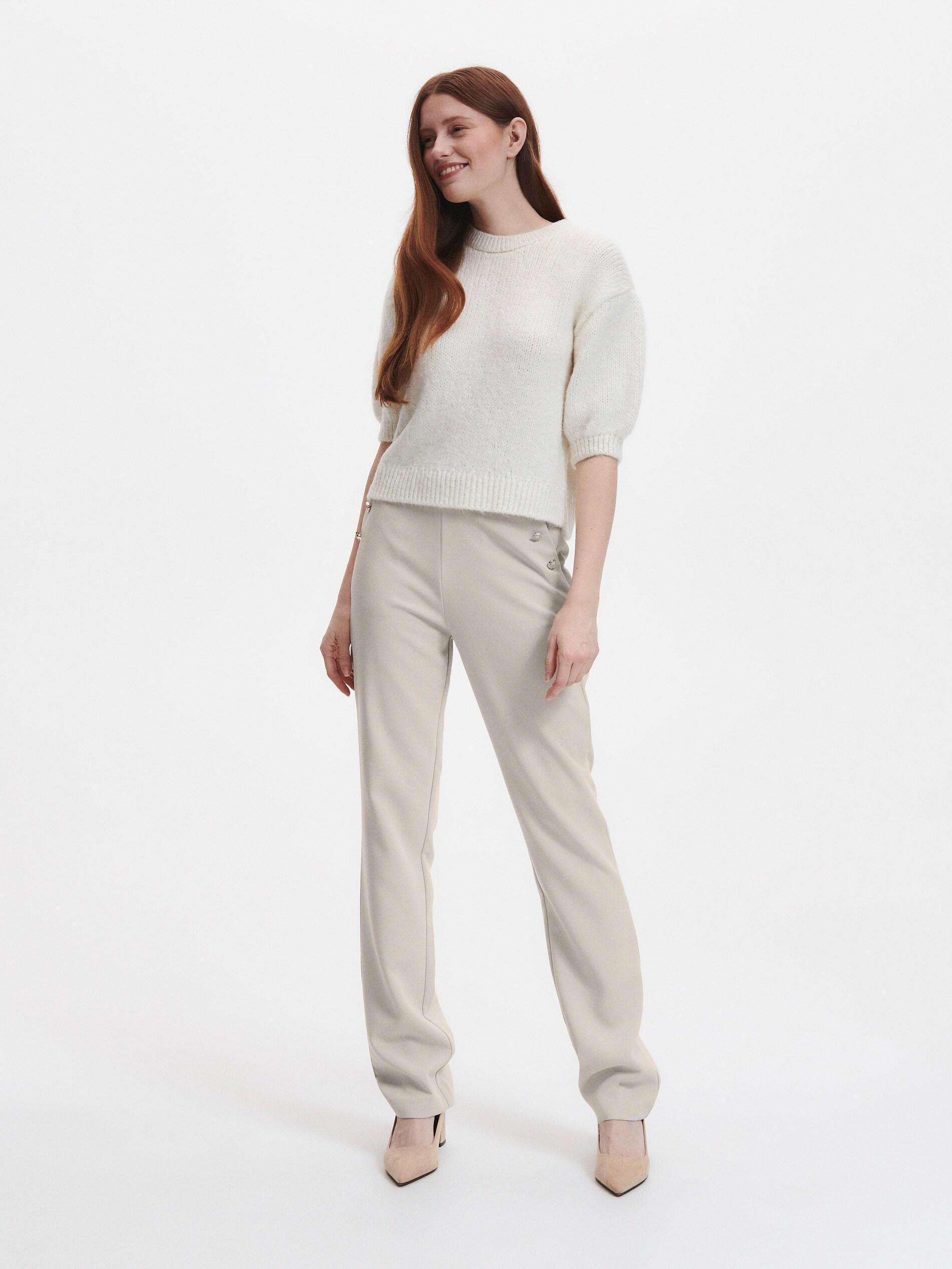 Beige Trousers With Ornament Buttons, , large image number 5