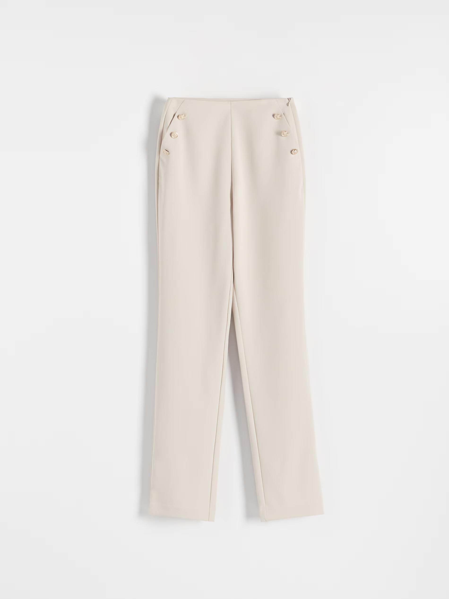 Beige Trousers With Ornament Buttons, , large image number 8
