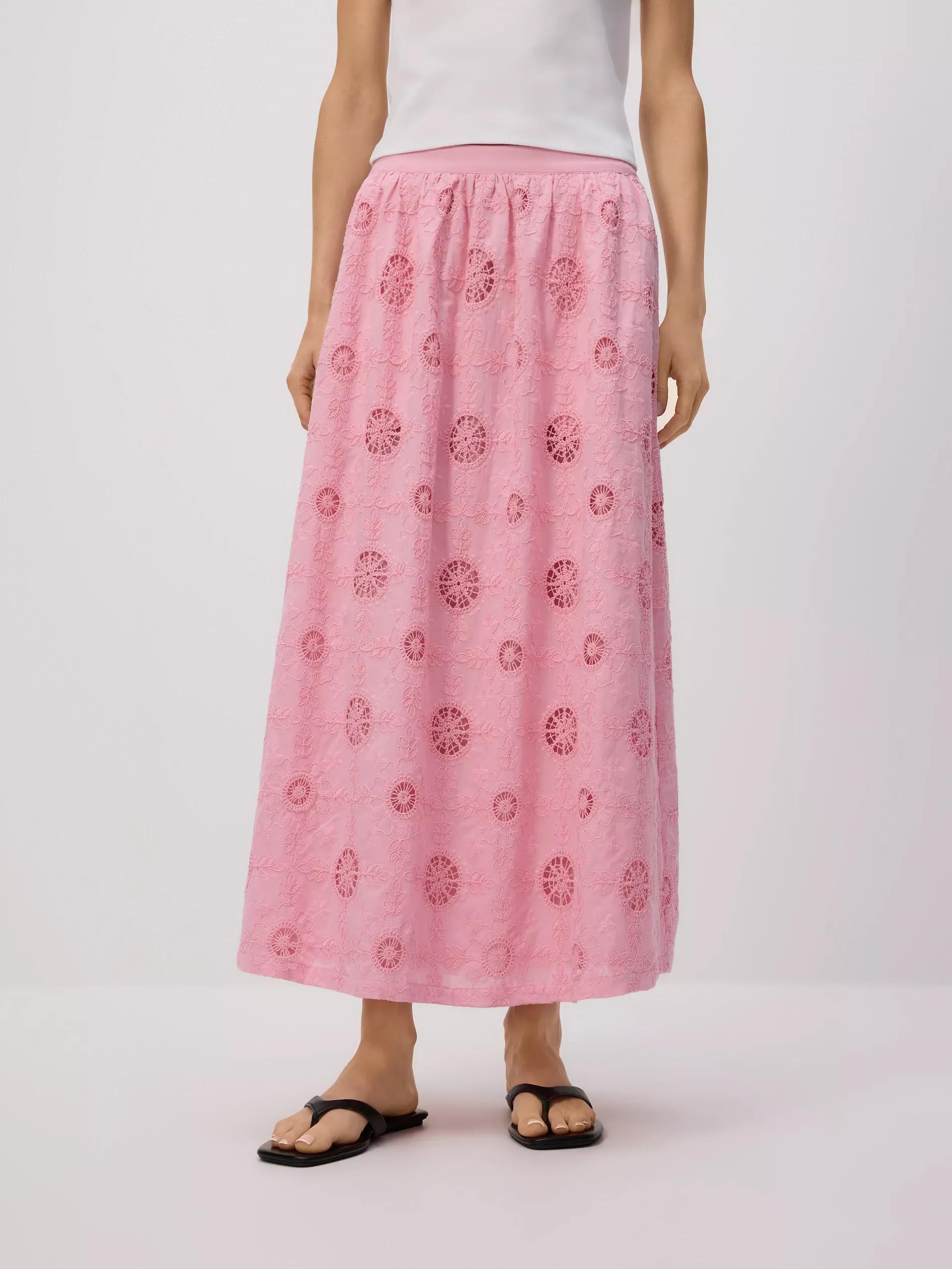 PINK Embroidered midi skirt, Pink, medium