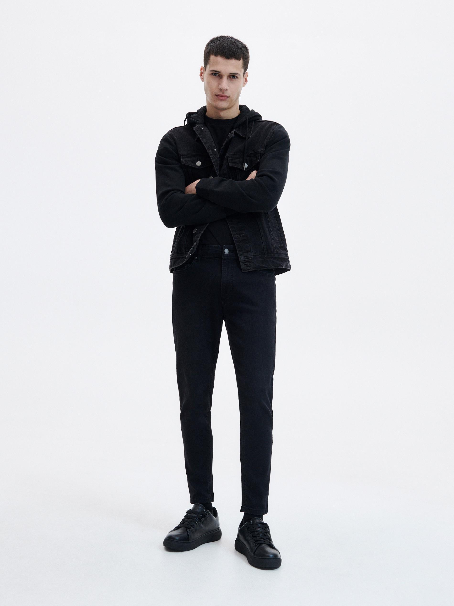Black Carrot Slim Jeans With Wash Effect, , large image number 0