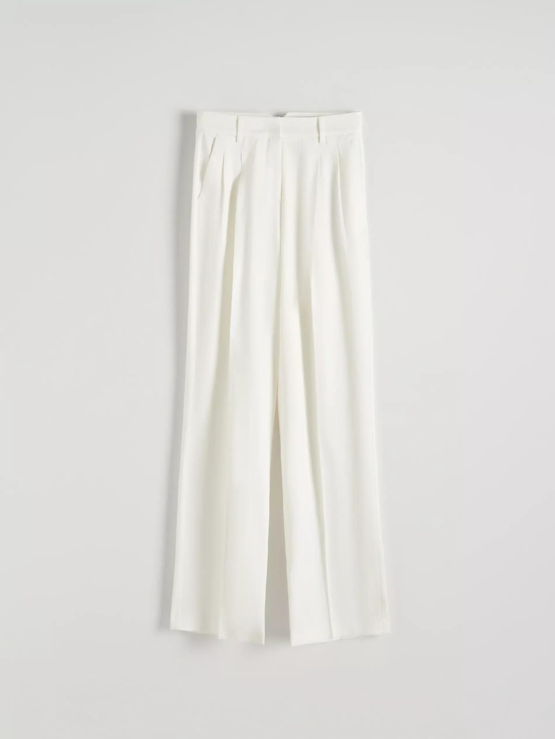 White Viscose Wide Leg Trousers, , large image number 3