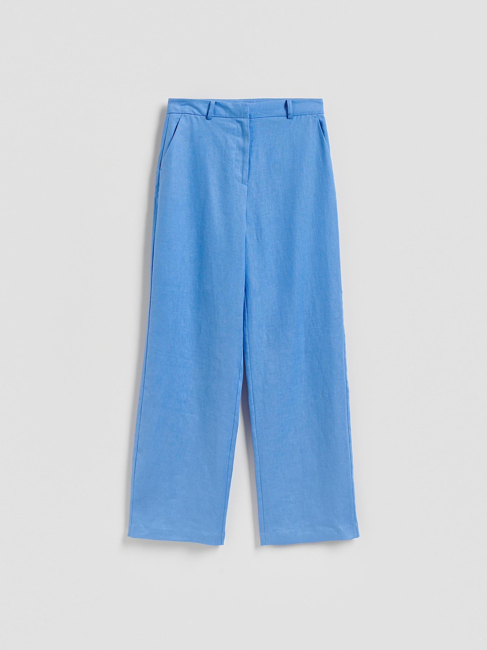 Blue Linen Trousers, Blue, large image number 4