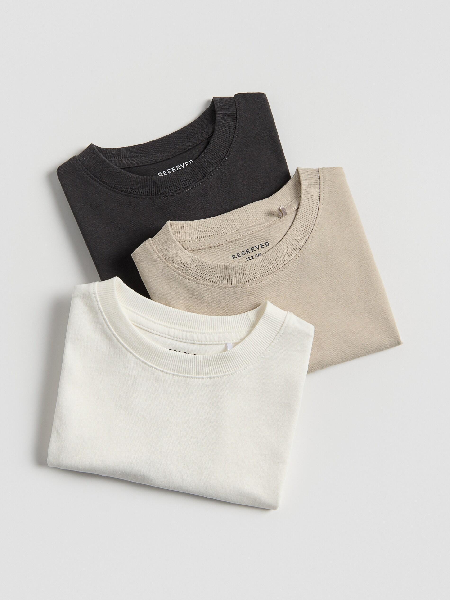 Beige Cotton T-Shirt 3 Pack, Ivory, medium