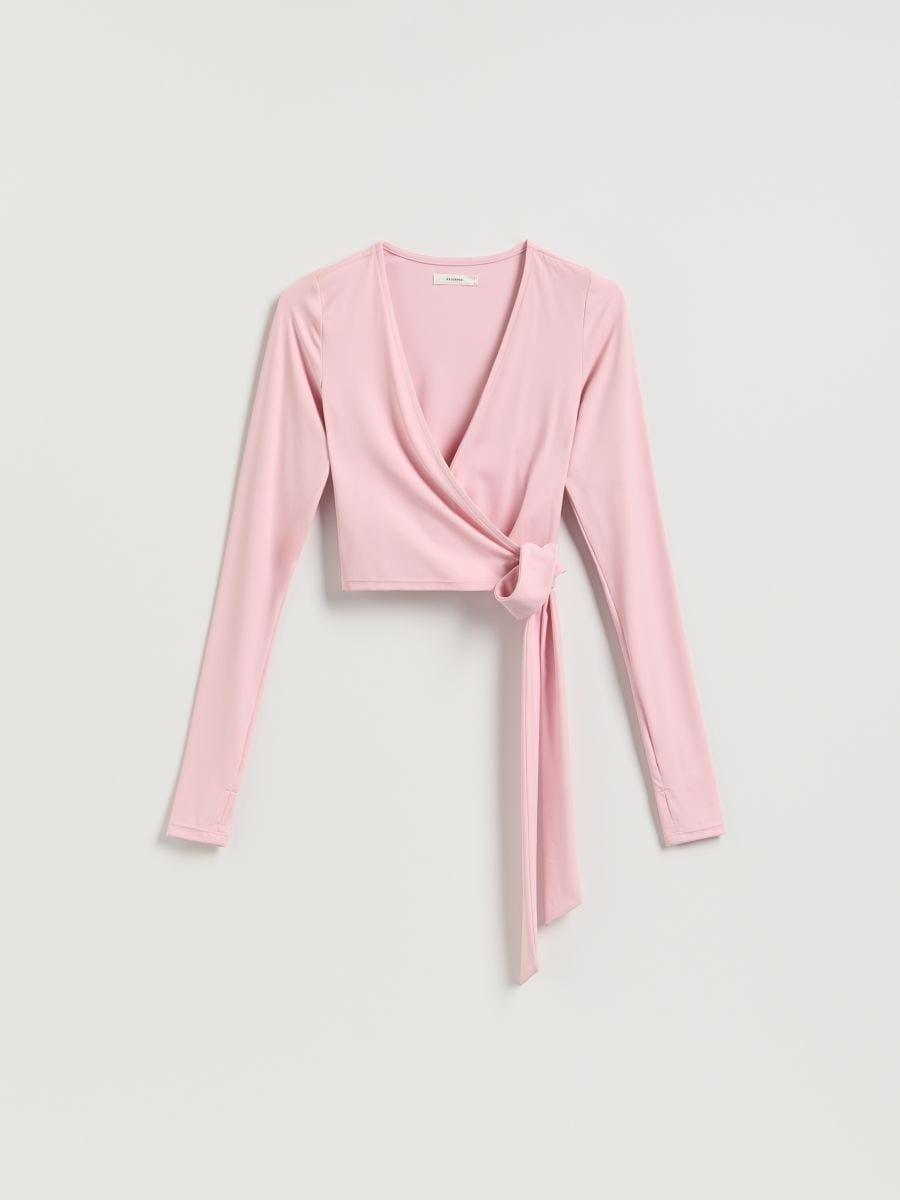 Pink Wrap blouse with tie detail, Pink, large image number 1