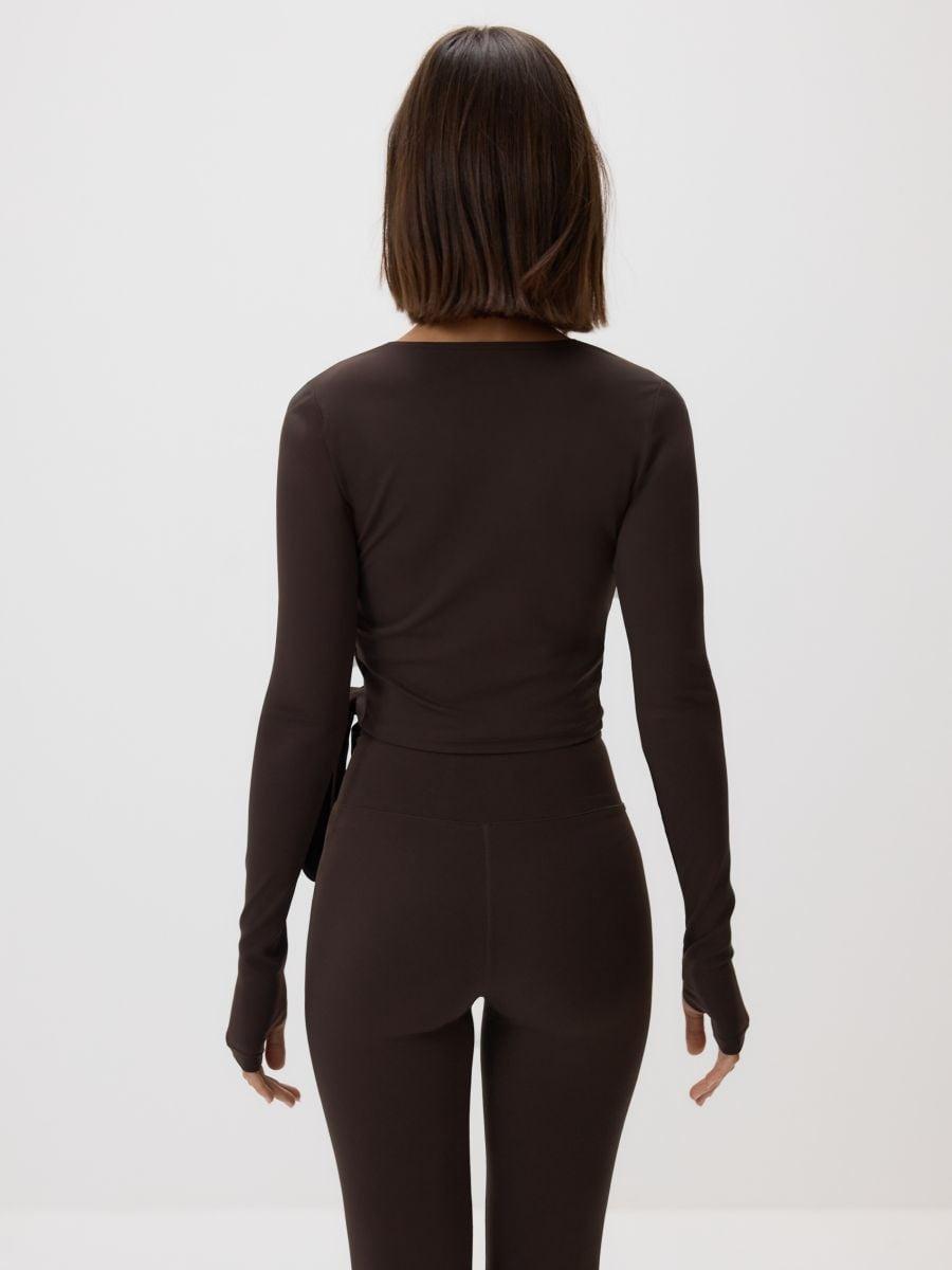 Brown Wrap blouse with tie detail, Brown, large image number 1