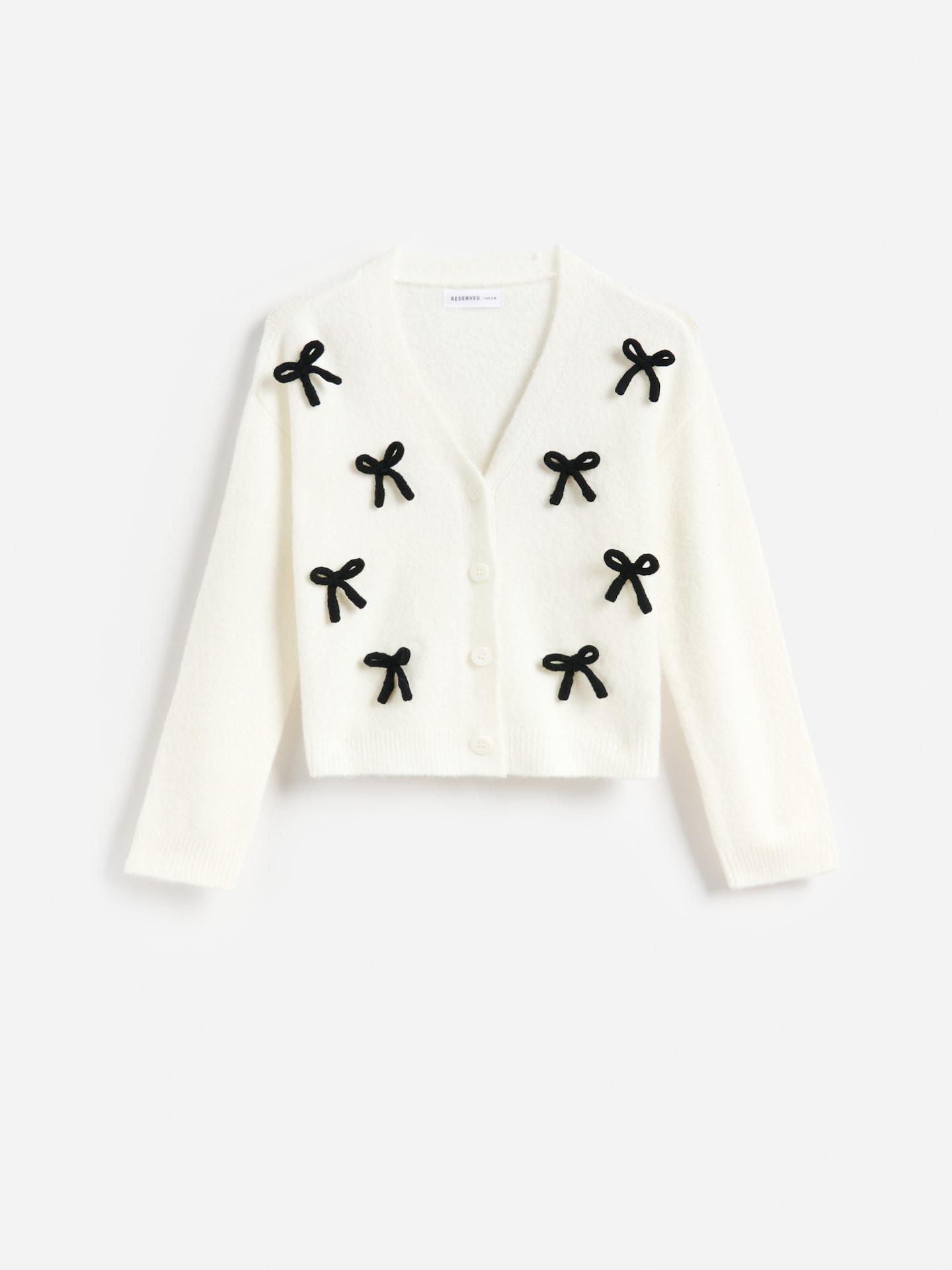Cream Wool Blend Cardigan, Ivory, medium