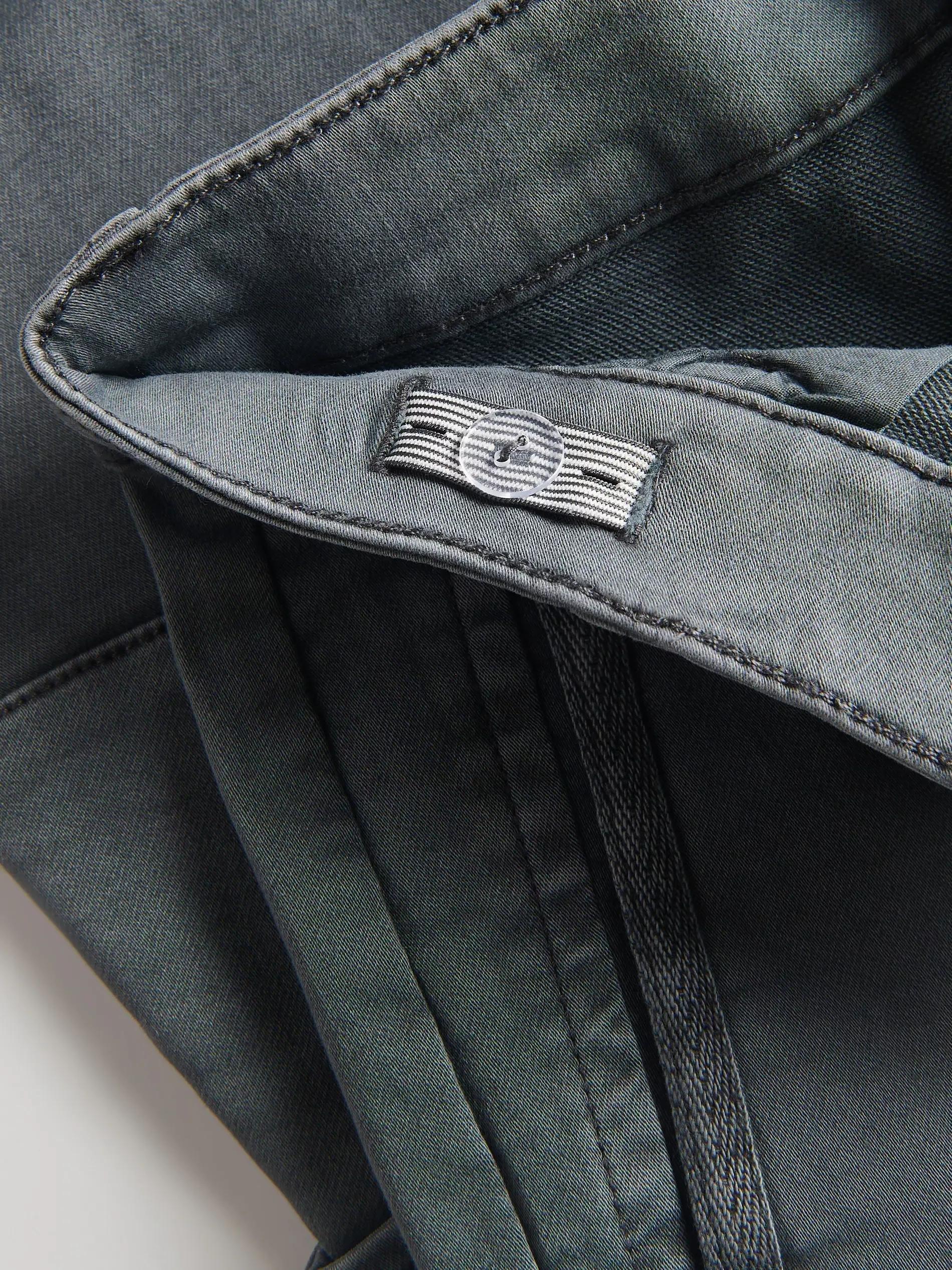 Grey Elastic Jogger Pants With Decorative Chains, Grey, large image number 3