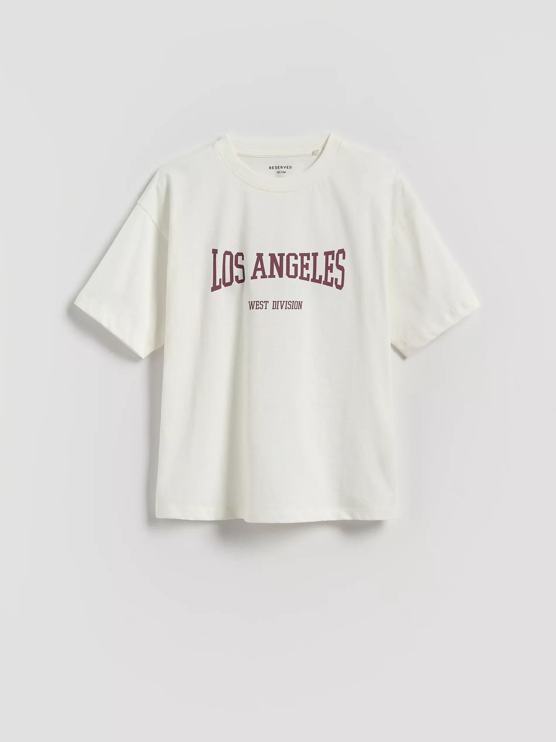 CREAM T-shirt with print, Ivory, medium