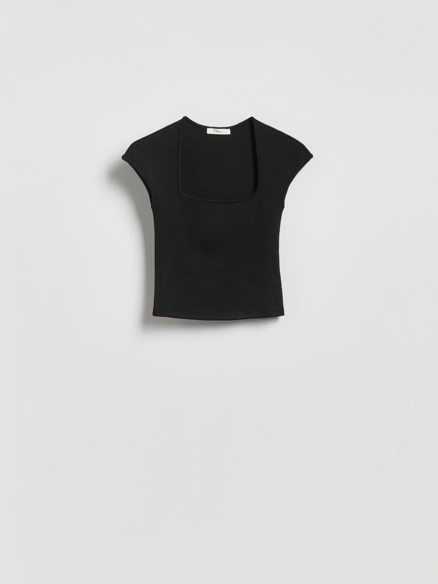 Black T-Shirt With Viscose Blend, Black, medium