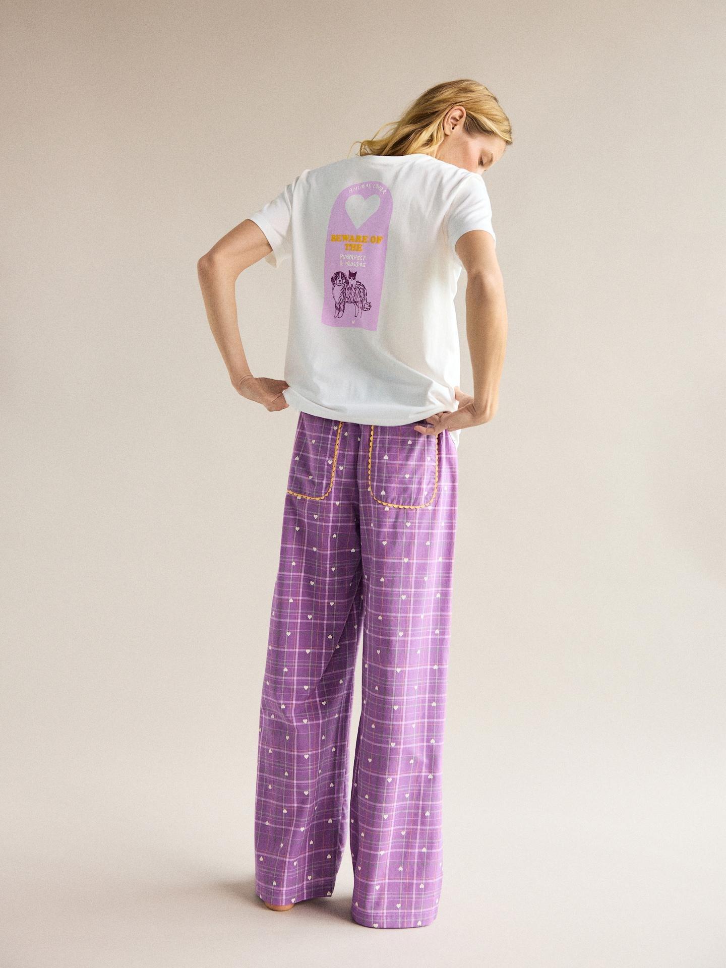 Purple Two Piece Printed Pyjama Set, Purple, medium