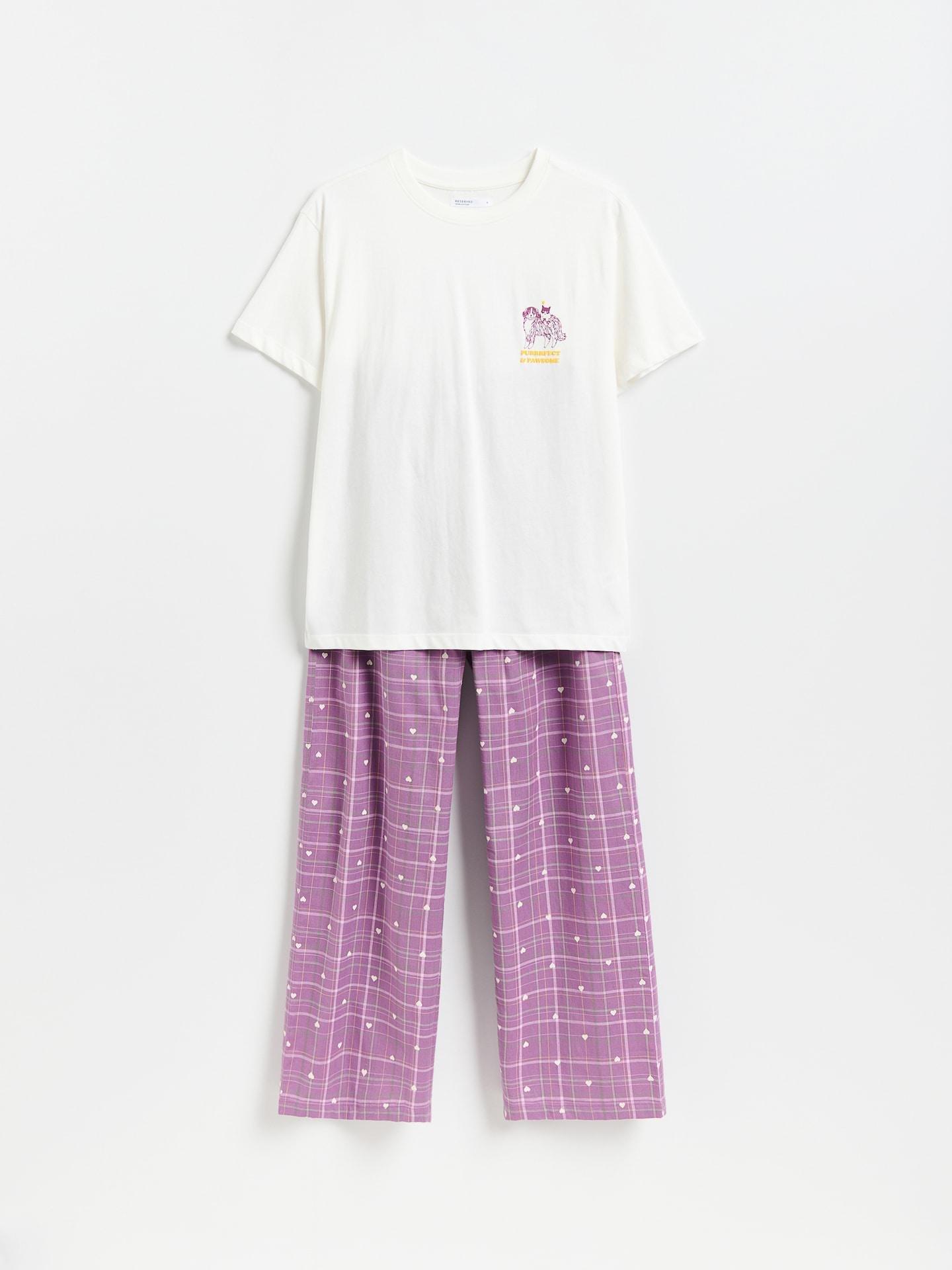 Purple Two Piece Printed Pyjama Set, Purple, medium