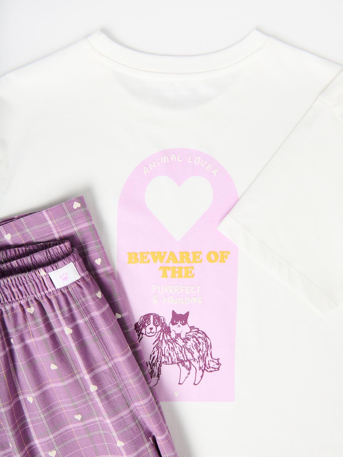 Purple Two Piece Printed Pyjama Set, Purple, large image number 3