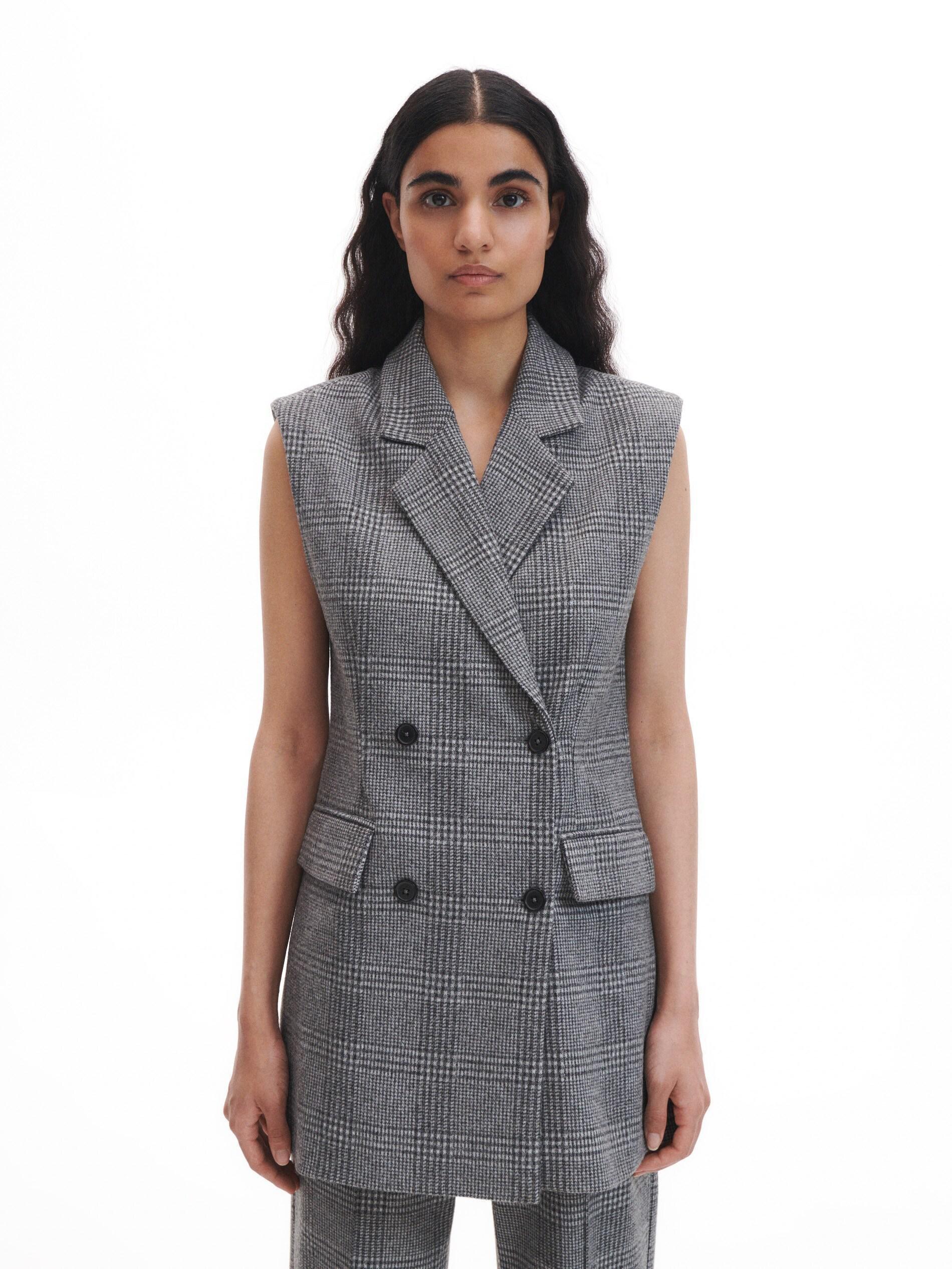 Grey Check Vest, , large image number 0
