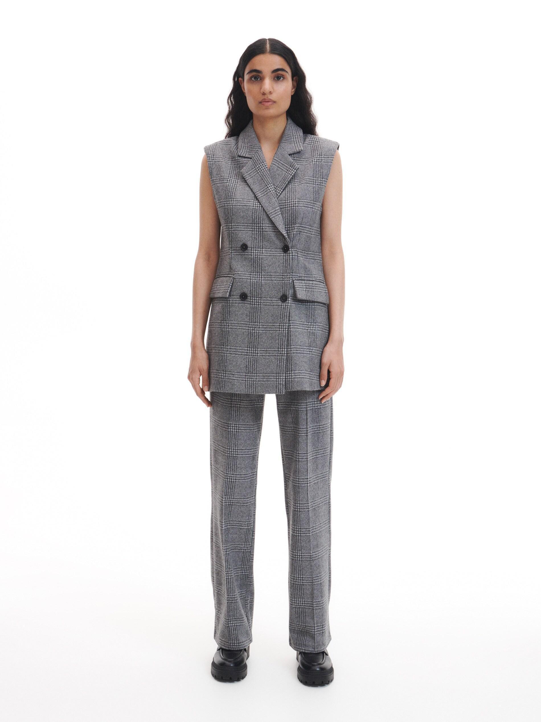 Grey Check Vest, , large image number 1