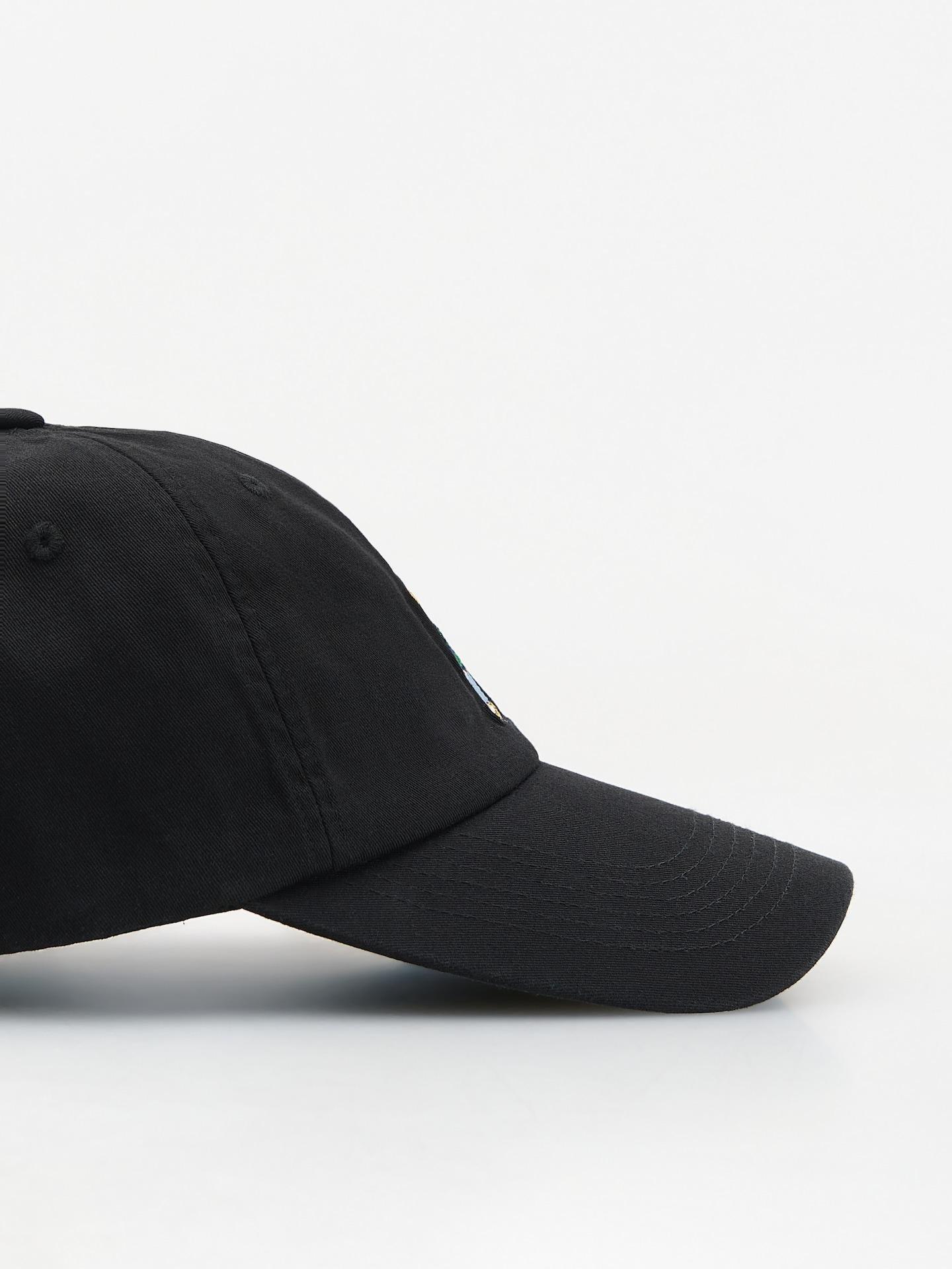 Black Baseball Cap With Embroidery, Black, large image number 1