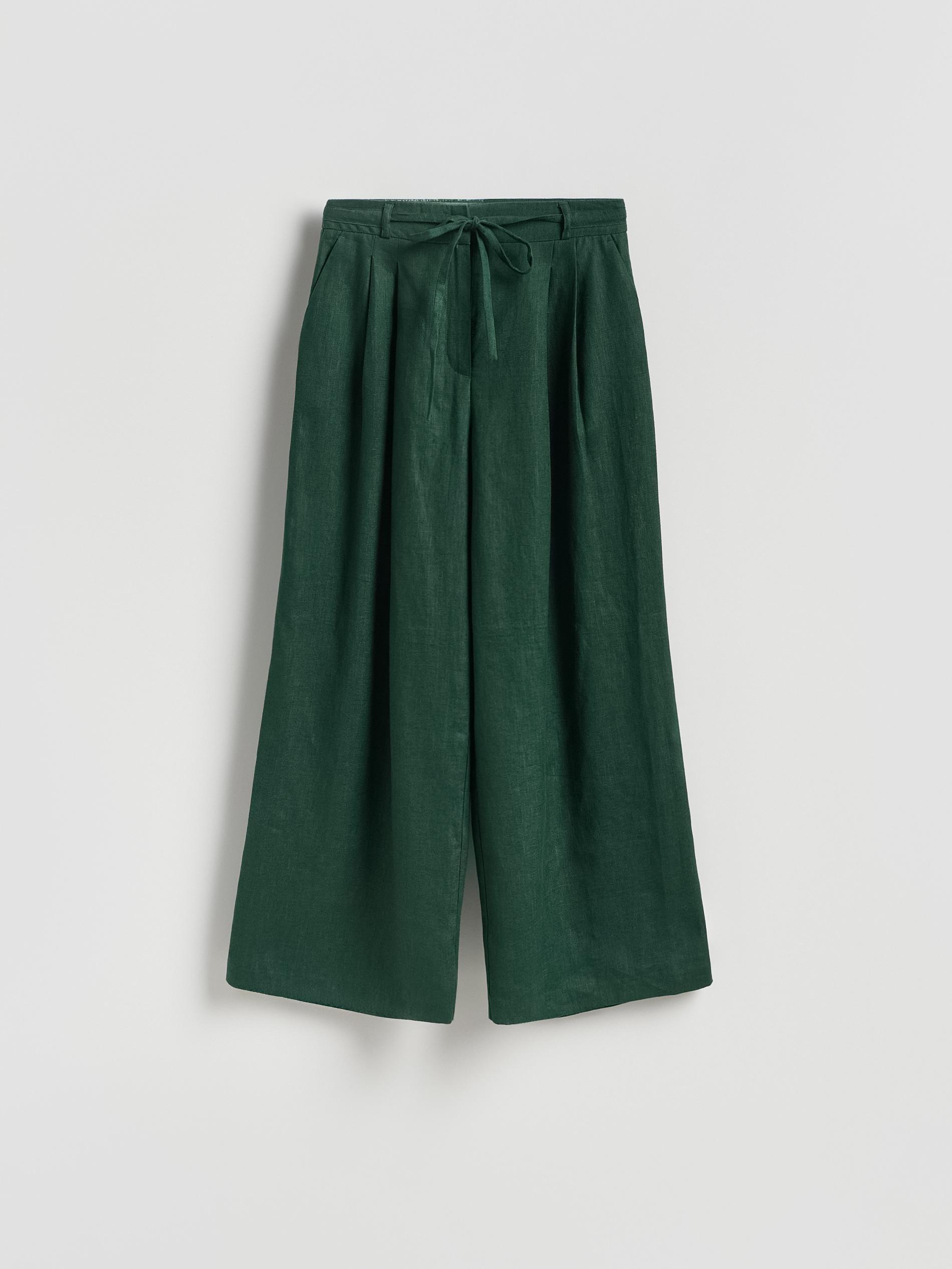 Green Linen Trousers With Tie, Green, large image number 4