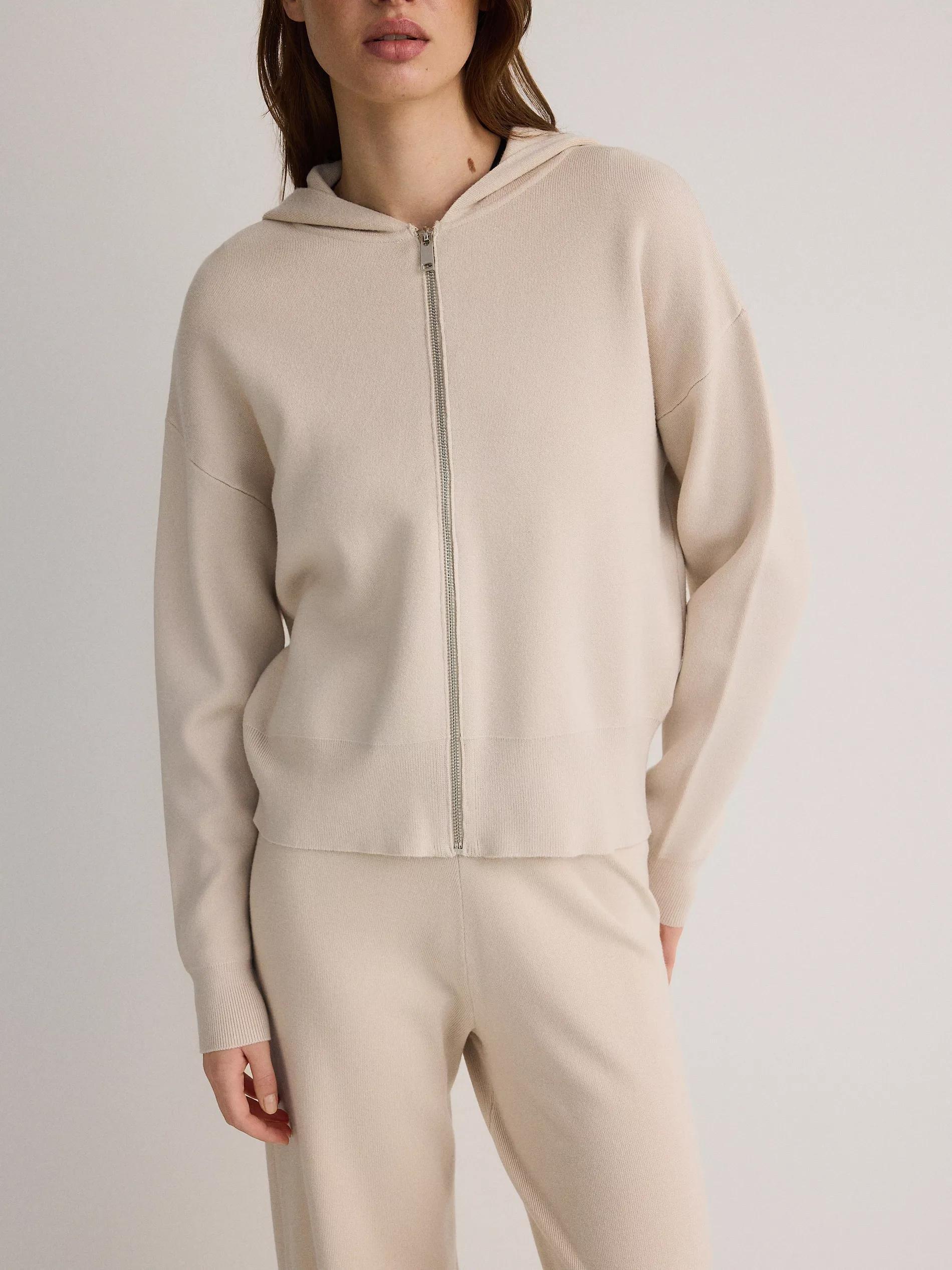 Beige Zip-Up Hoodie, , large image number 2