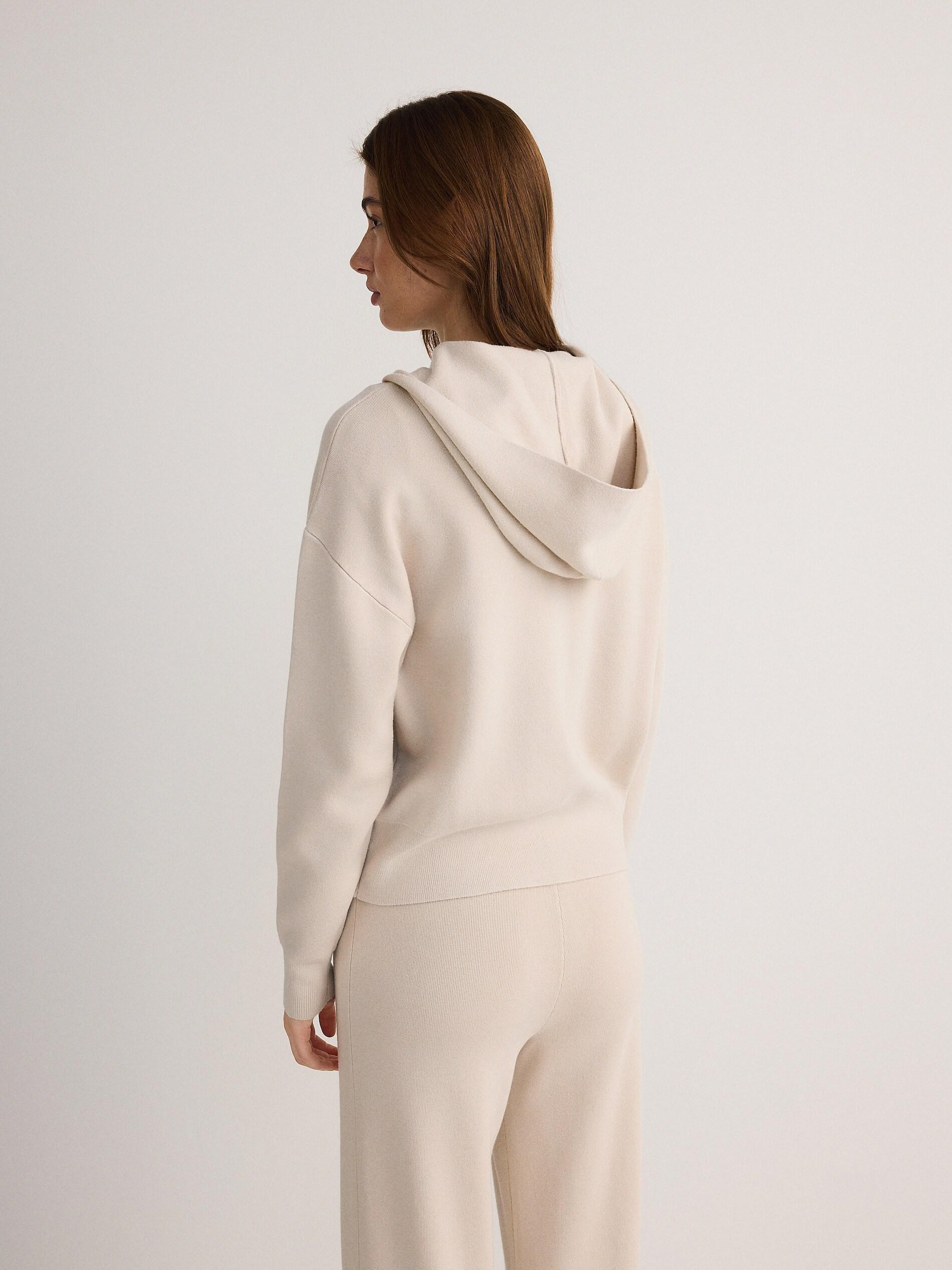 Beige Zip-Up Hoodie, , large image number 3